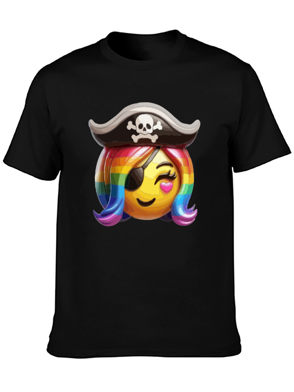 Pirate Emoji Rainbow Hair T-Shirt