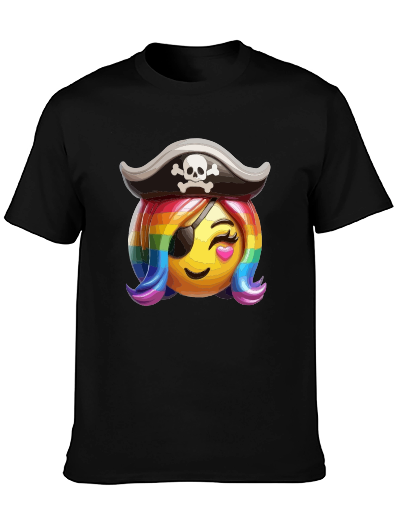 Pirate Emoji Rainbow Hair T-Shirt