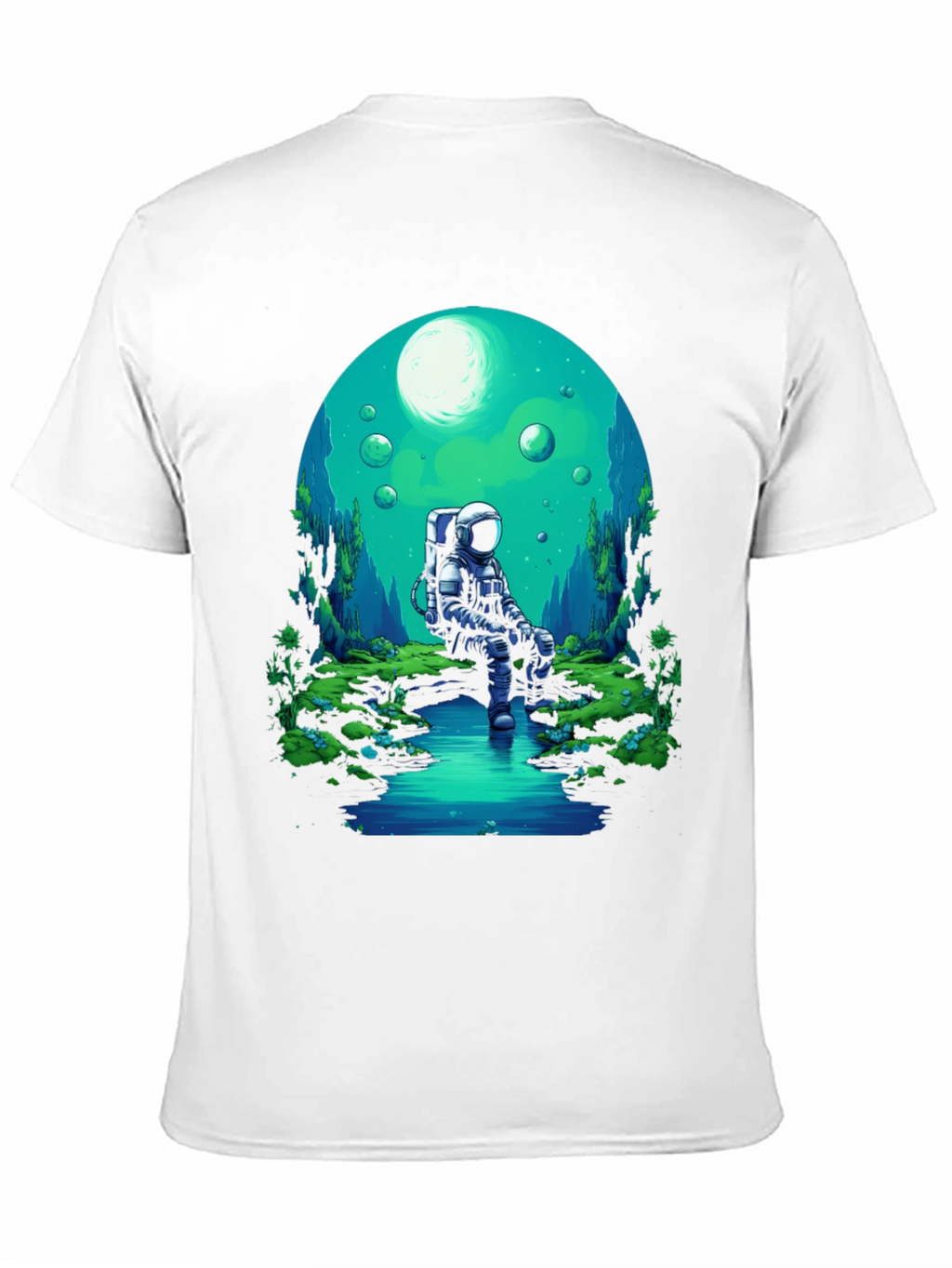 Astronaut in Nature Black T-Shirt