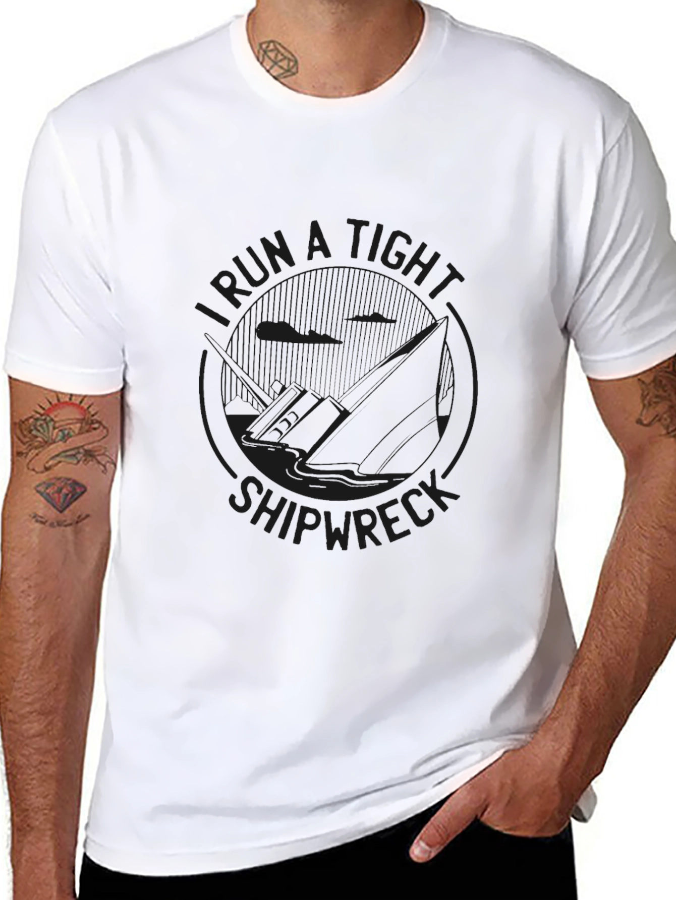 Black I Run A Tight Shipwreck Graphic Tee