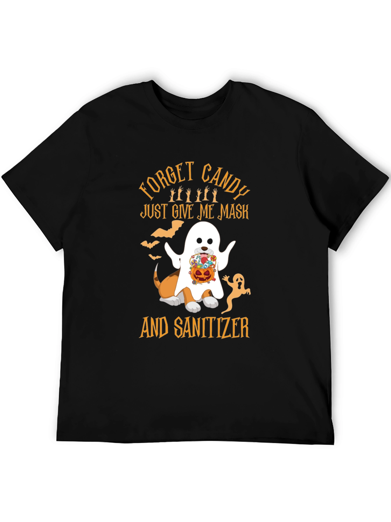 Halloween Dog Ghost T-Shirt: Mask & Sanitizer