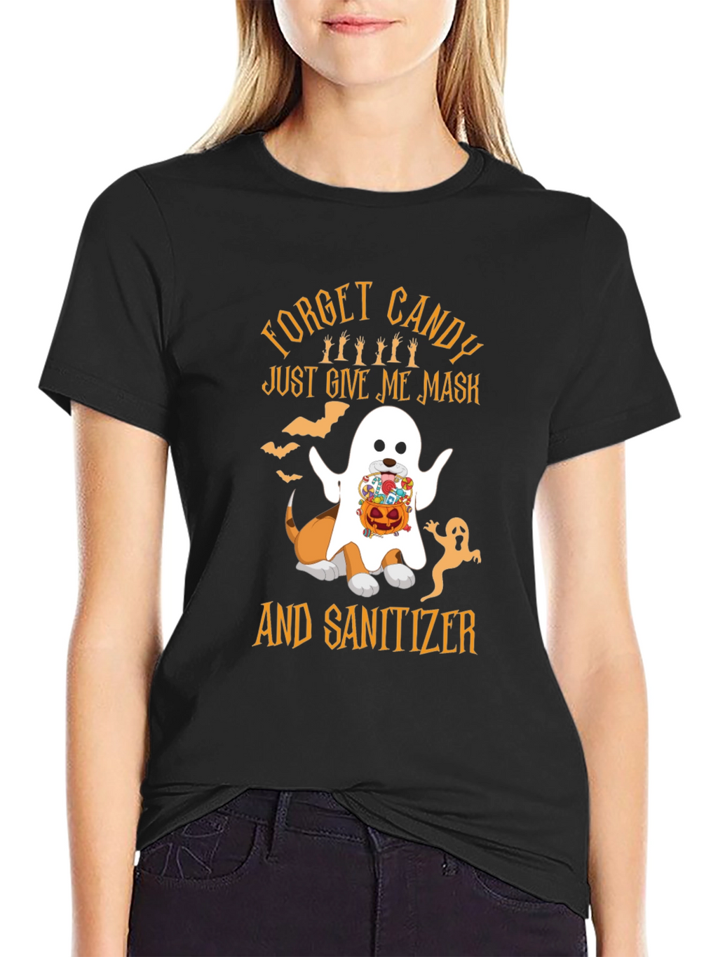 Halloween Dog Ghost T-Shirt: Mask & Sanitizer