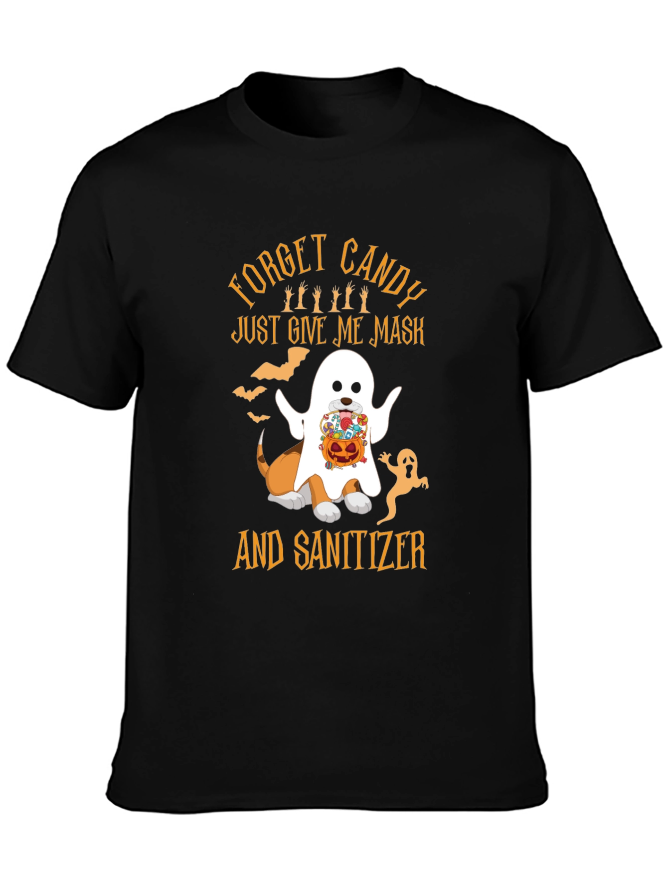 Halloween Dog Ghost T-Shirt: Mask & Sanitizer
