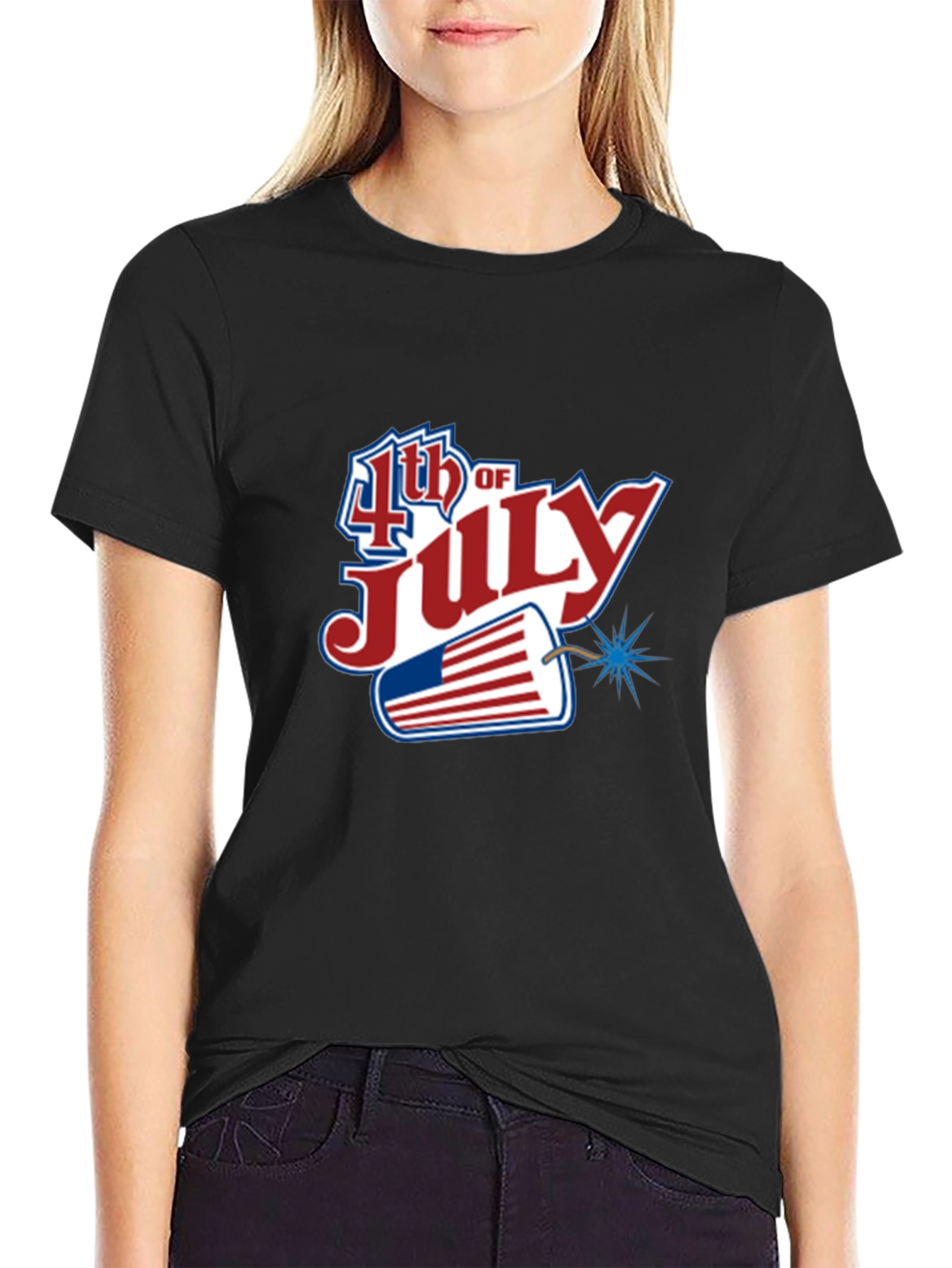 4th of July Graphic Print Crew Neck T-Shirt