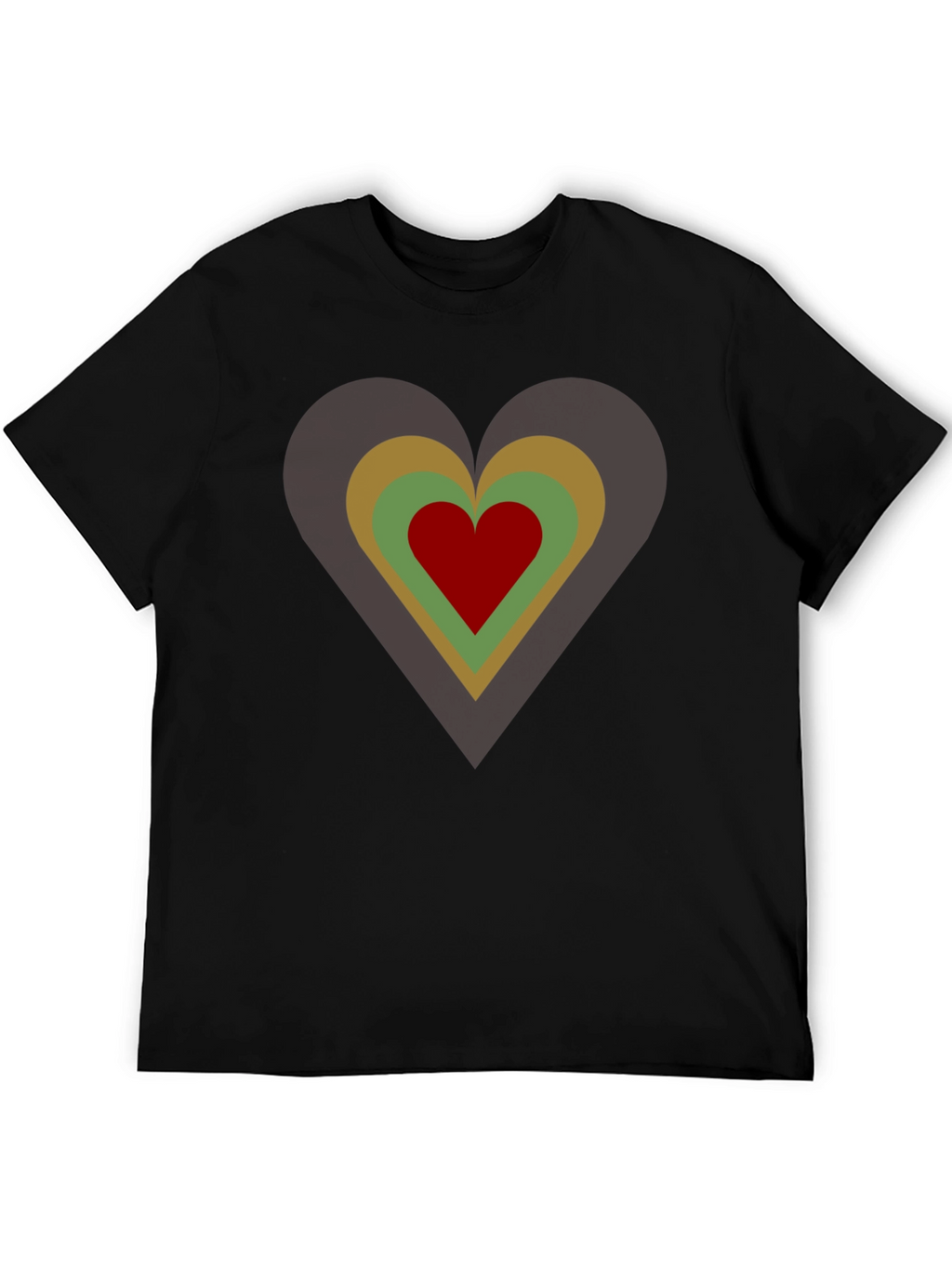 Retro Heart Graphic Tee - Black Cotton Casual T-Shirt