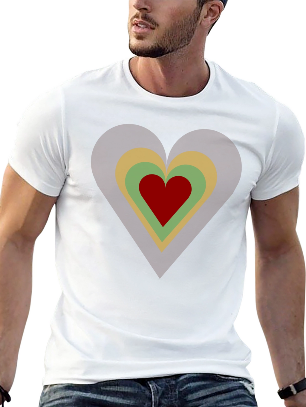 Retro Heart Graphic Tee - Black Cotton Casual T-Shirt