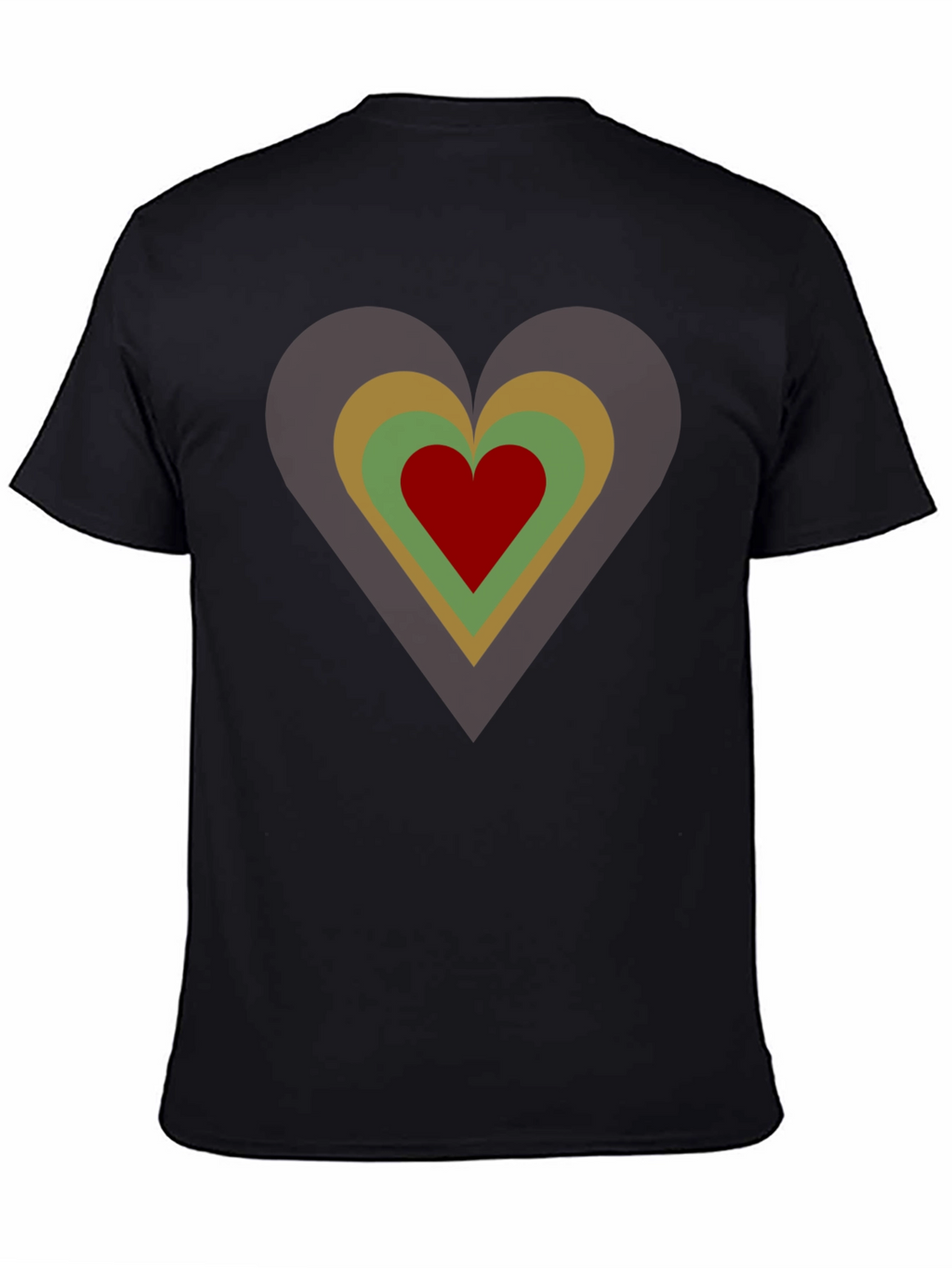 Retro Heart Graphic Tee - Black Cotton Casual T-Shirt