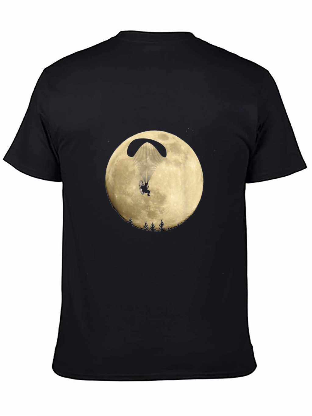 Paragliding Moon Graphic Black T-Shirt