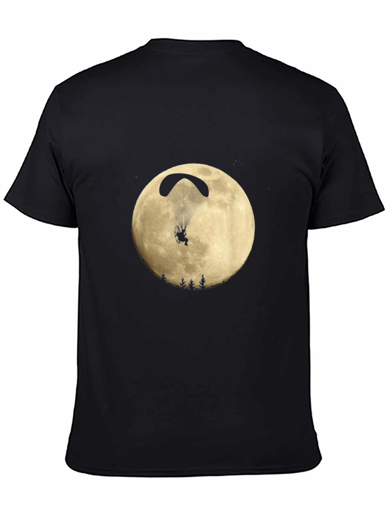 Paragliding Moon Graphic Black T-Shirt