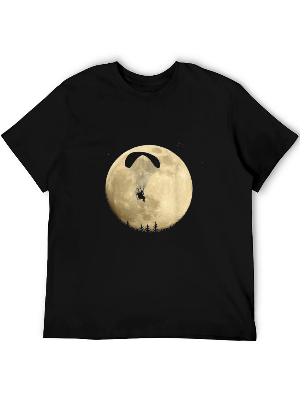 Paragliding Moon Graphic Black T-Shirt