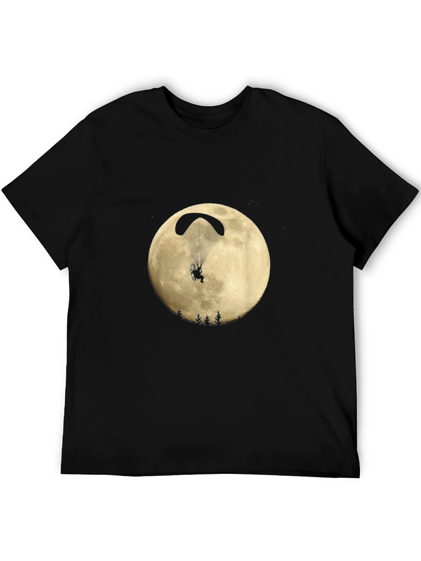 Paragliding Moon Graphic Black T-Shirt