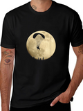 Paragliding Moon Graphic Black T-Shirt