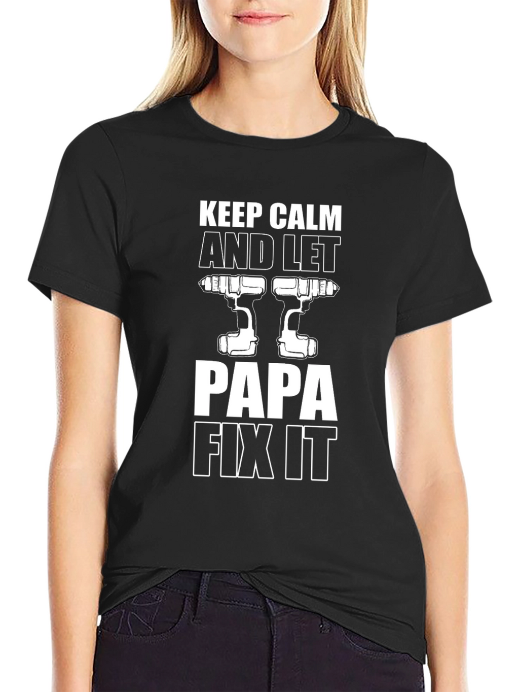 Keep Calm Papa Fix It Black T-Shirt