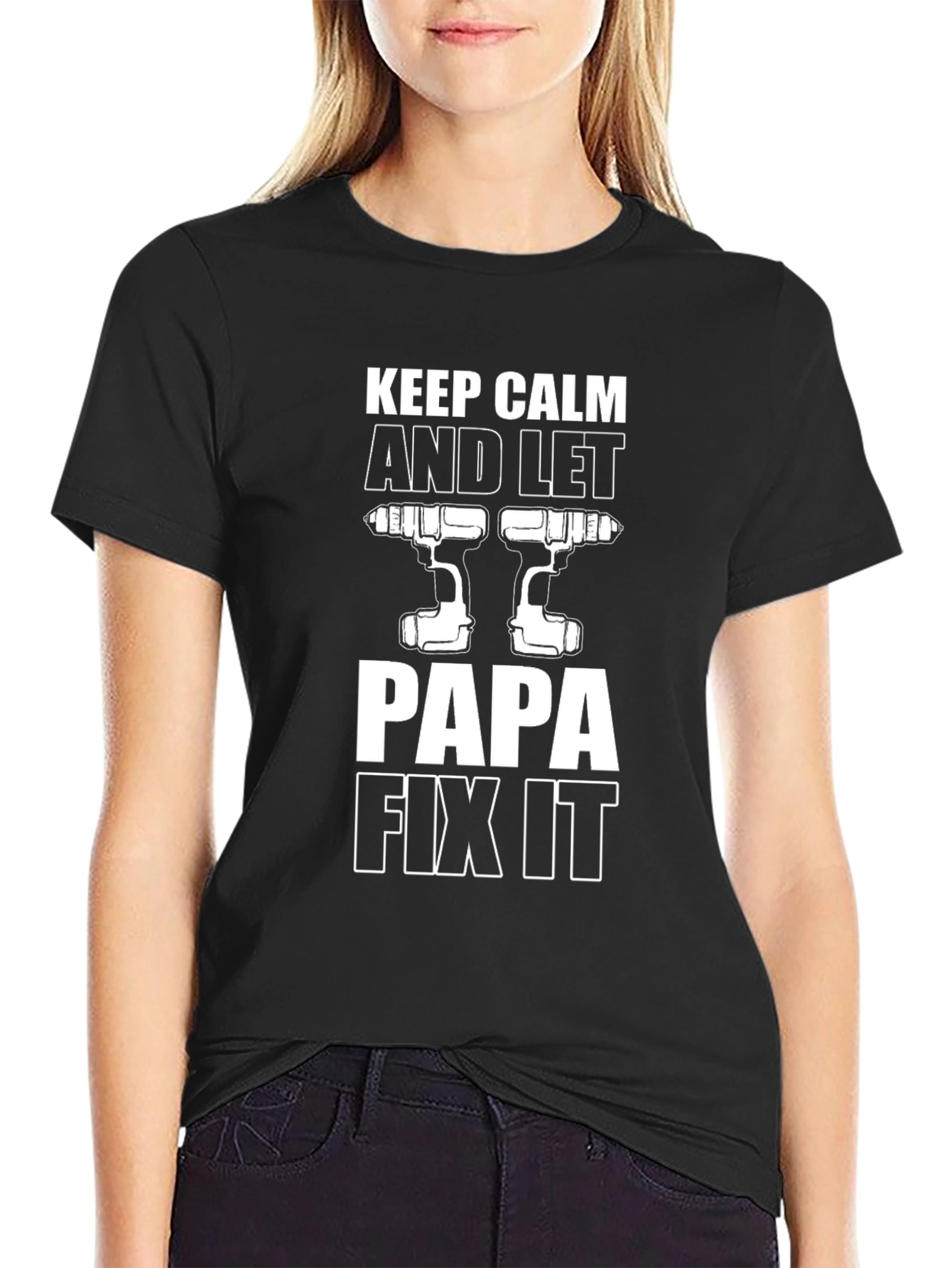 Keep Calm Papa Fix It Black T-Shirt