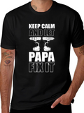 Keep Calm Papa Fix It Black T-Shirt