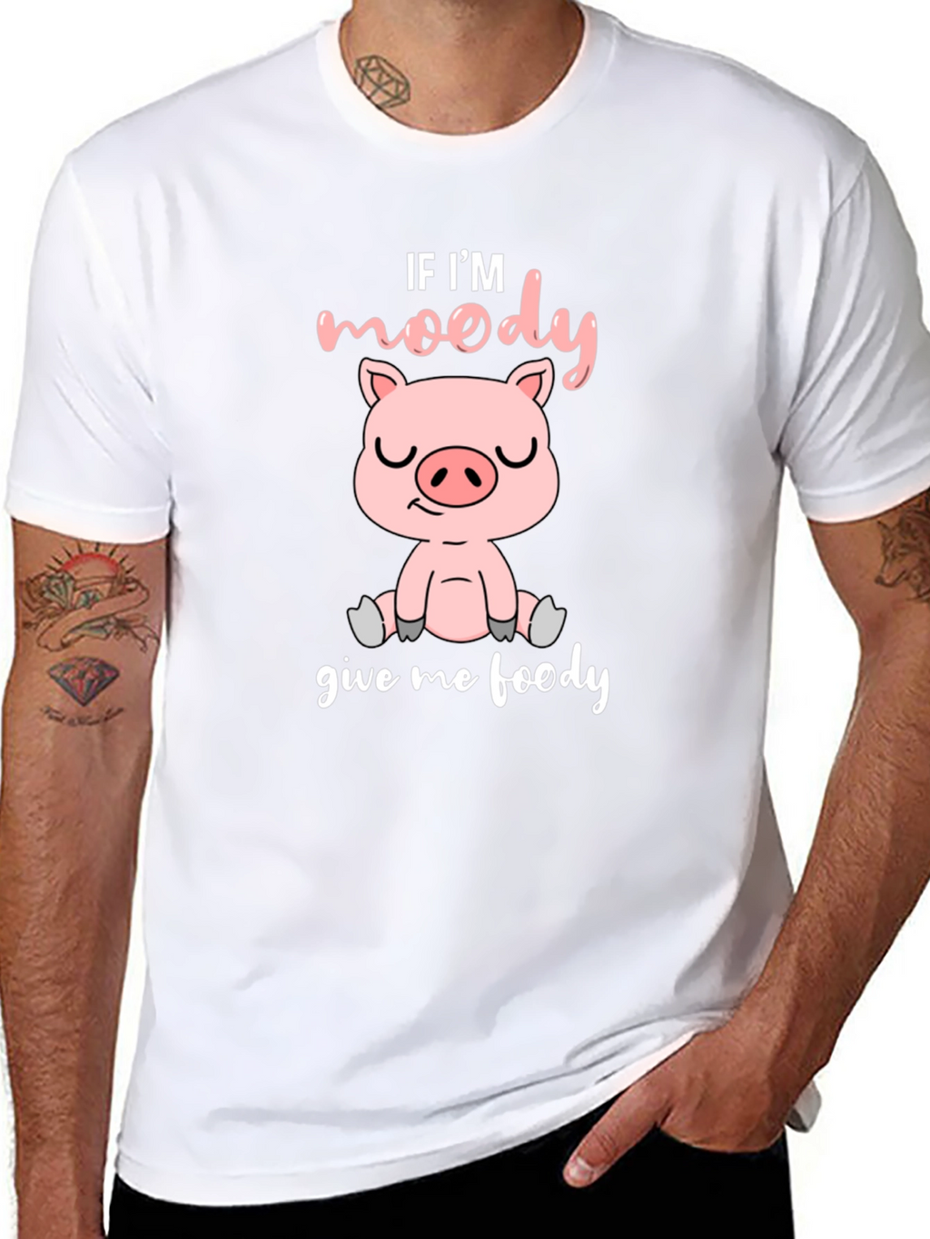 Moody Pig Black T-Shirt - Funny Animal Graphic Tee