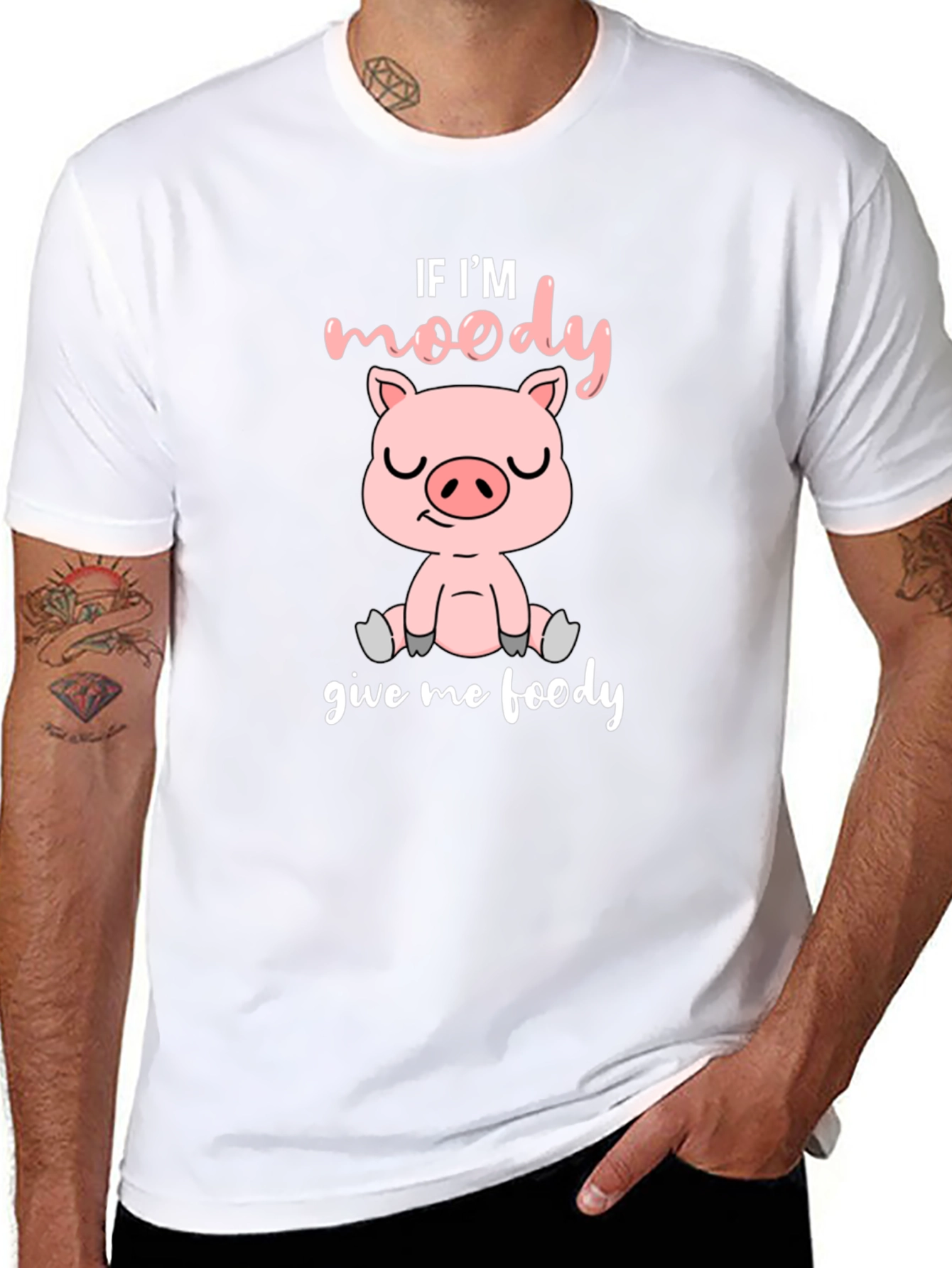 Moody Pig Black T-Shirt - Funny Animal Graphic Tee