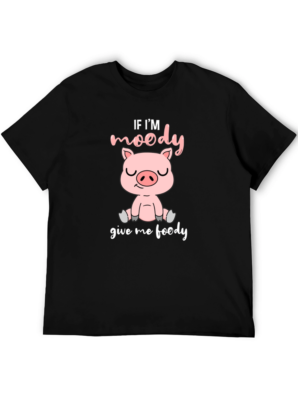 Moody Pig Black T-Shirt - Funny Animal Graphic Tee