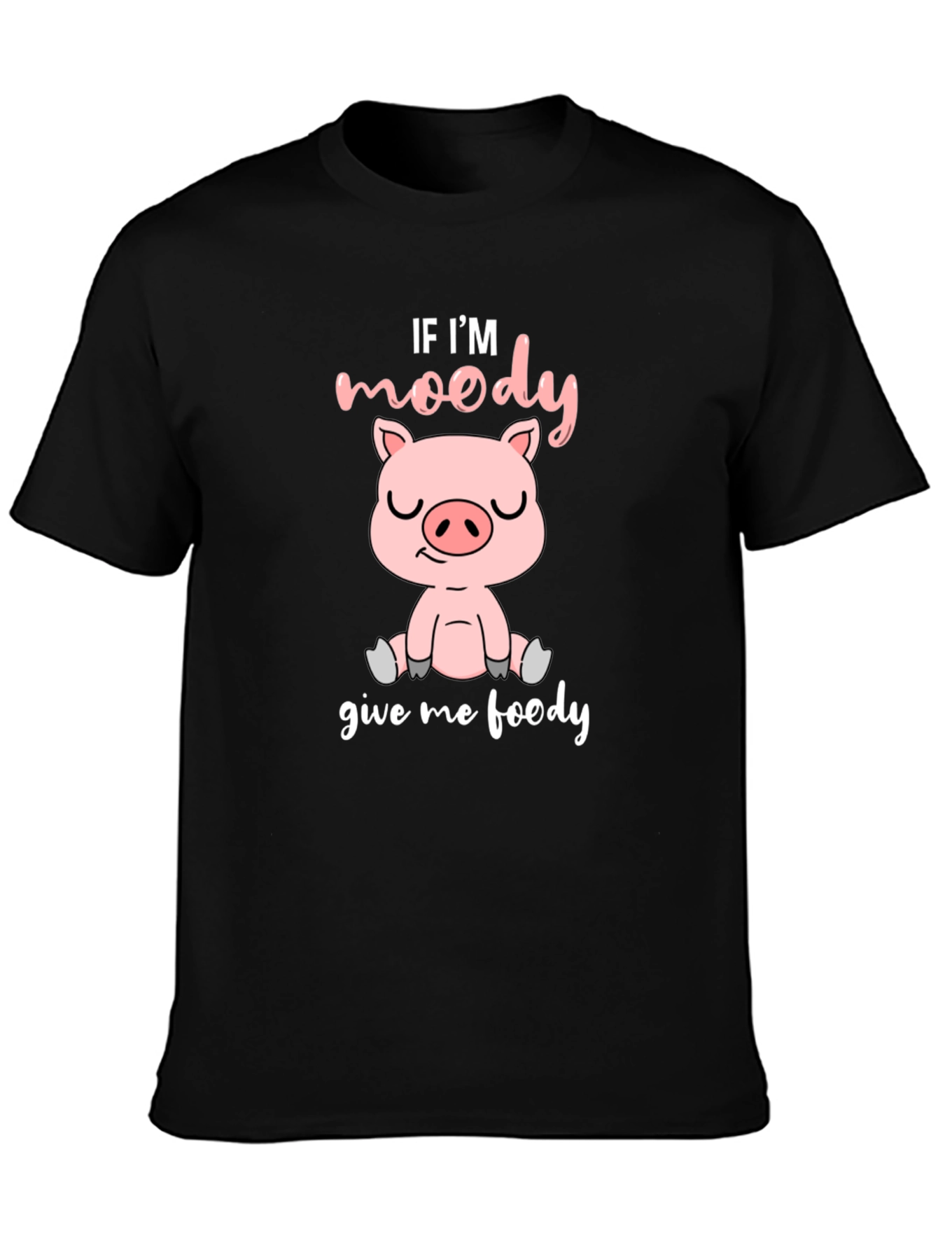 Moody Pig Black T-Shirt - Funny Animal Graphic Tee