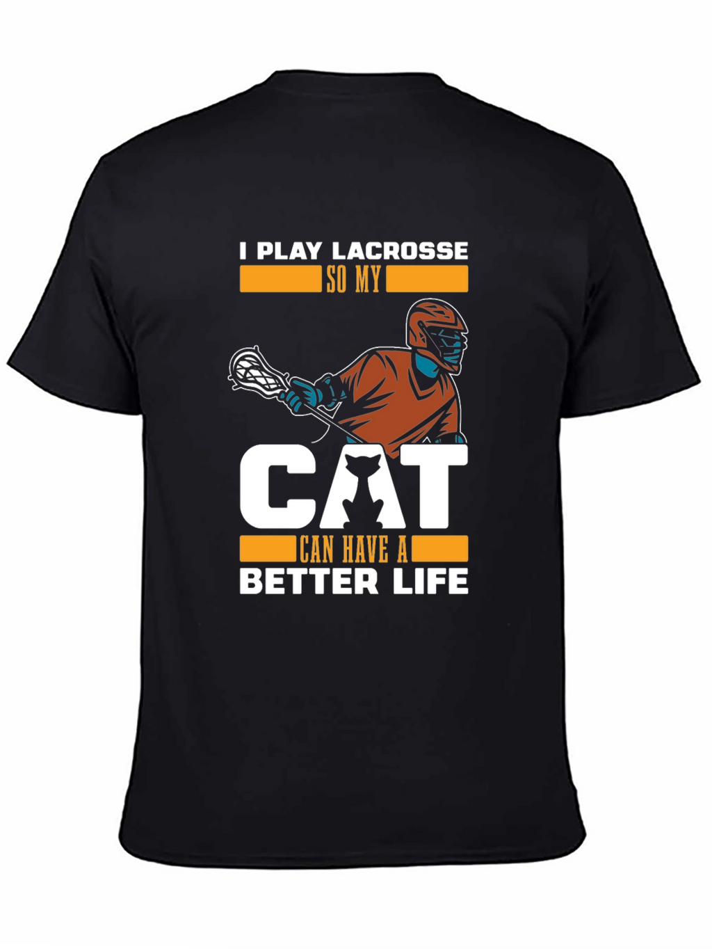 Lacrosse & Cat Lover Black T-Shirt