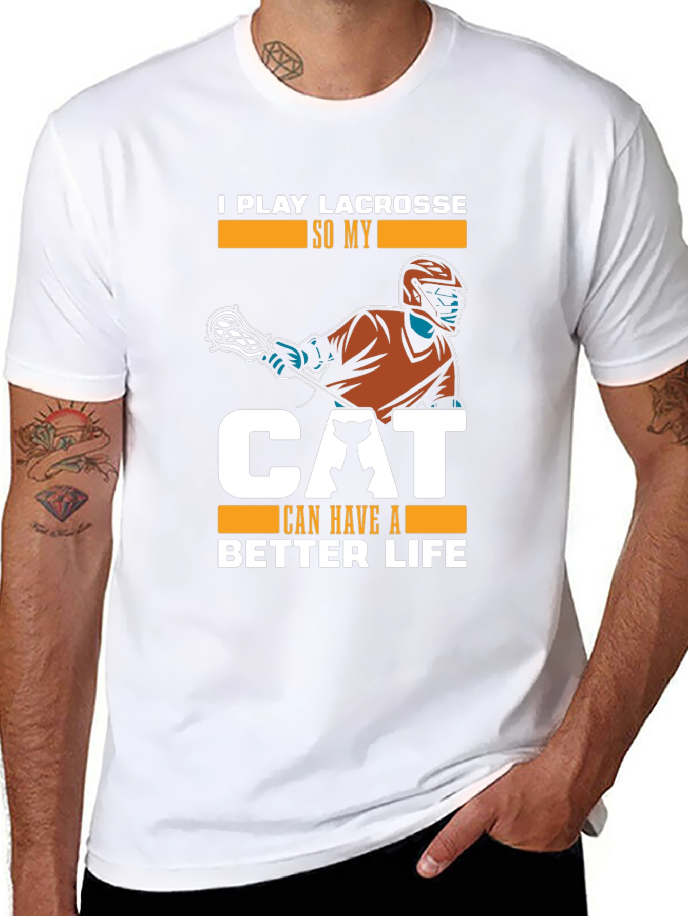 Lacrosse & Cat Lover Black T-Shirt