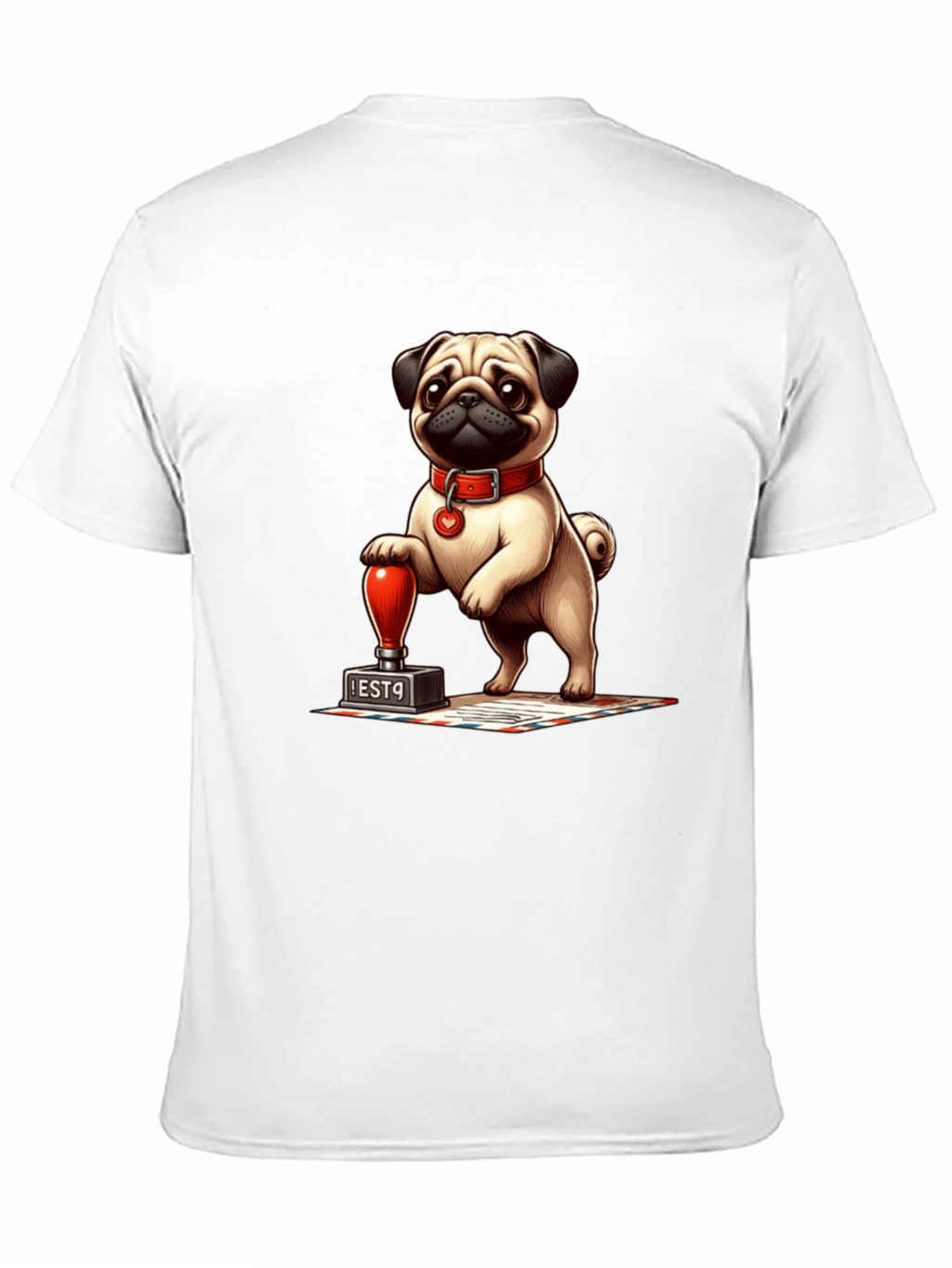 Pug with Stamp Graphic Tee