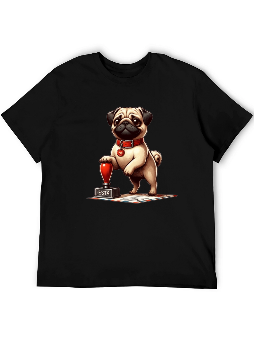Pug with Stamp Graphic Tee