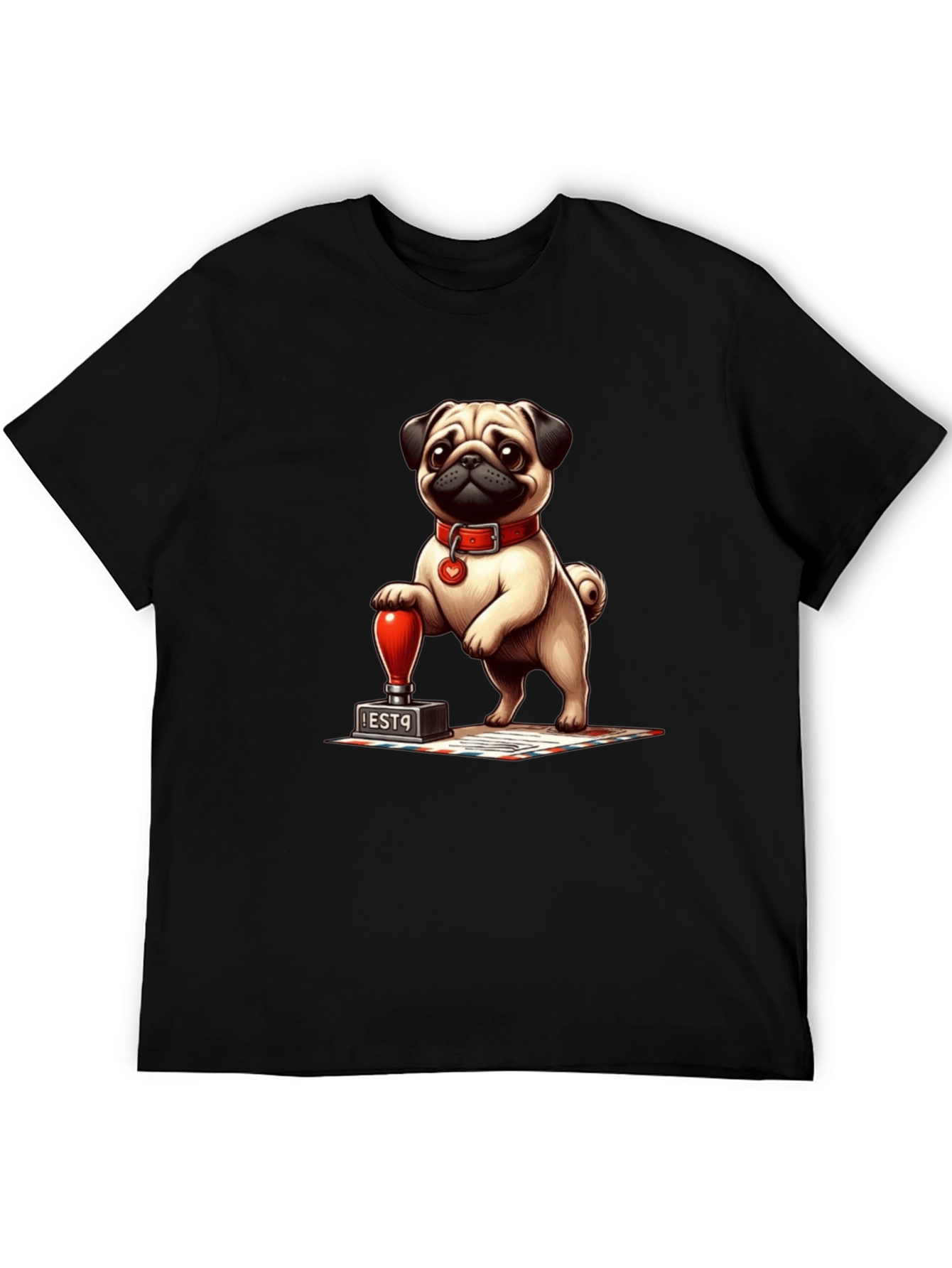 Pug with Stamp Graphic Tee