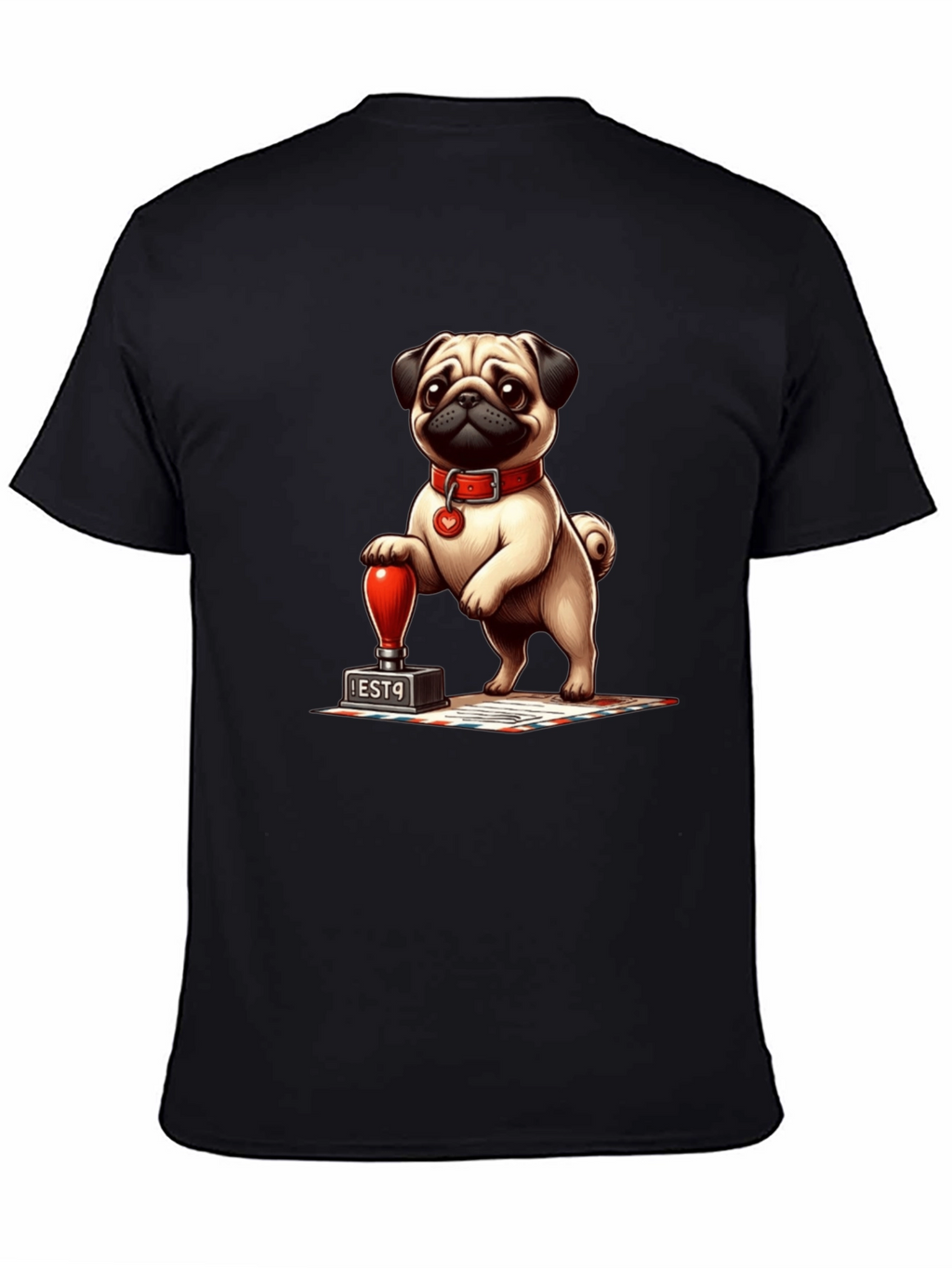 Pug with Stamp Graphic Tee