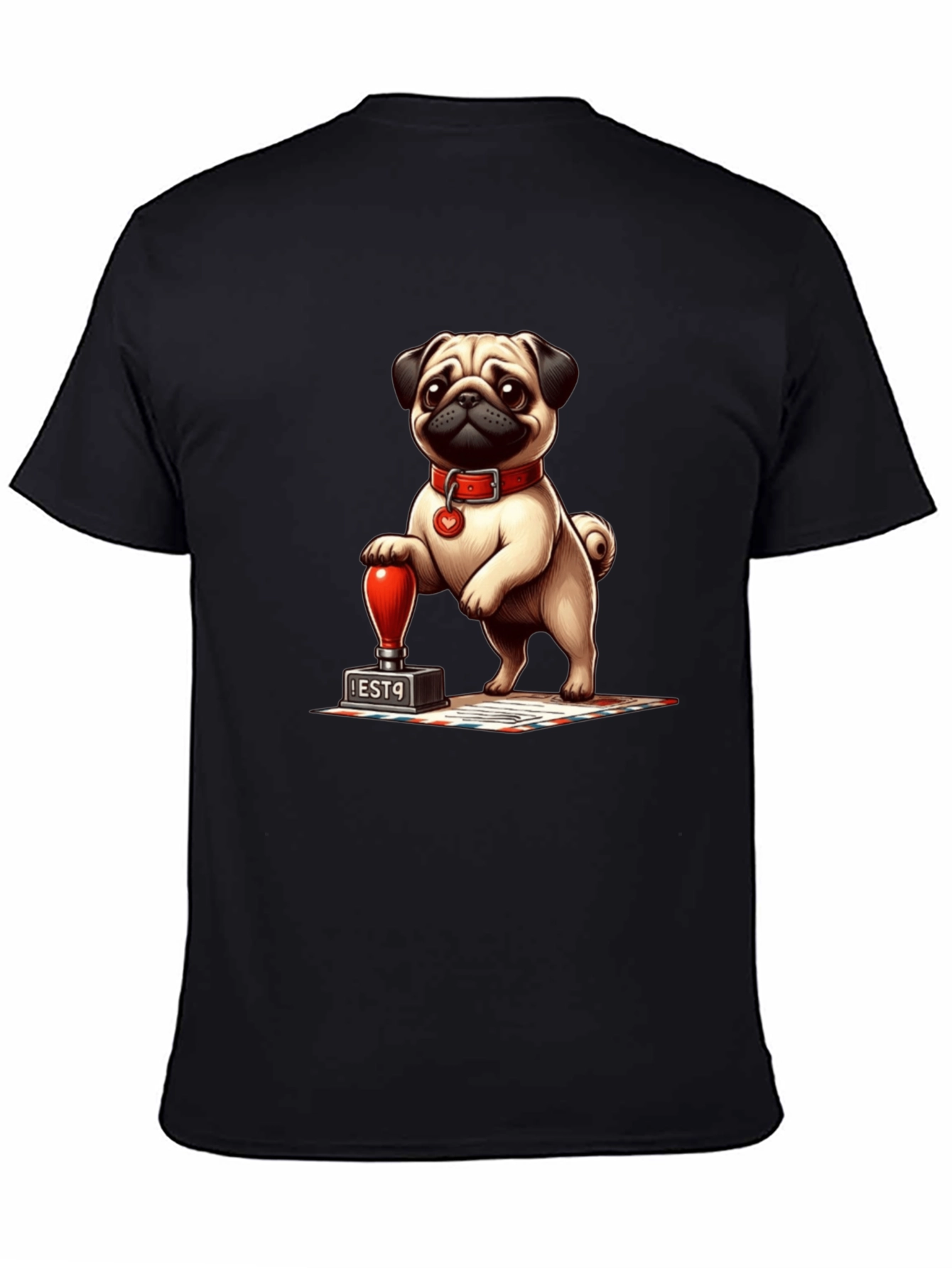 Pug with Stamp Graphic Tee