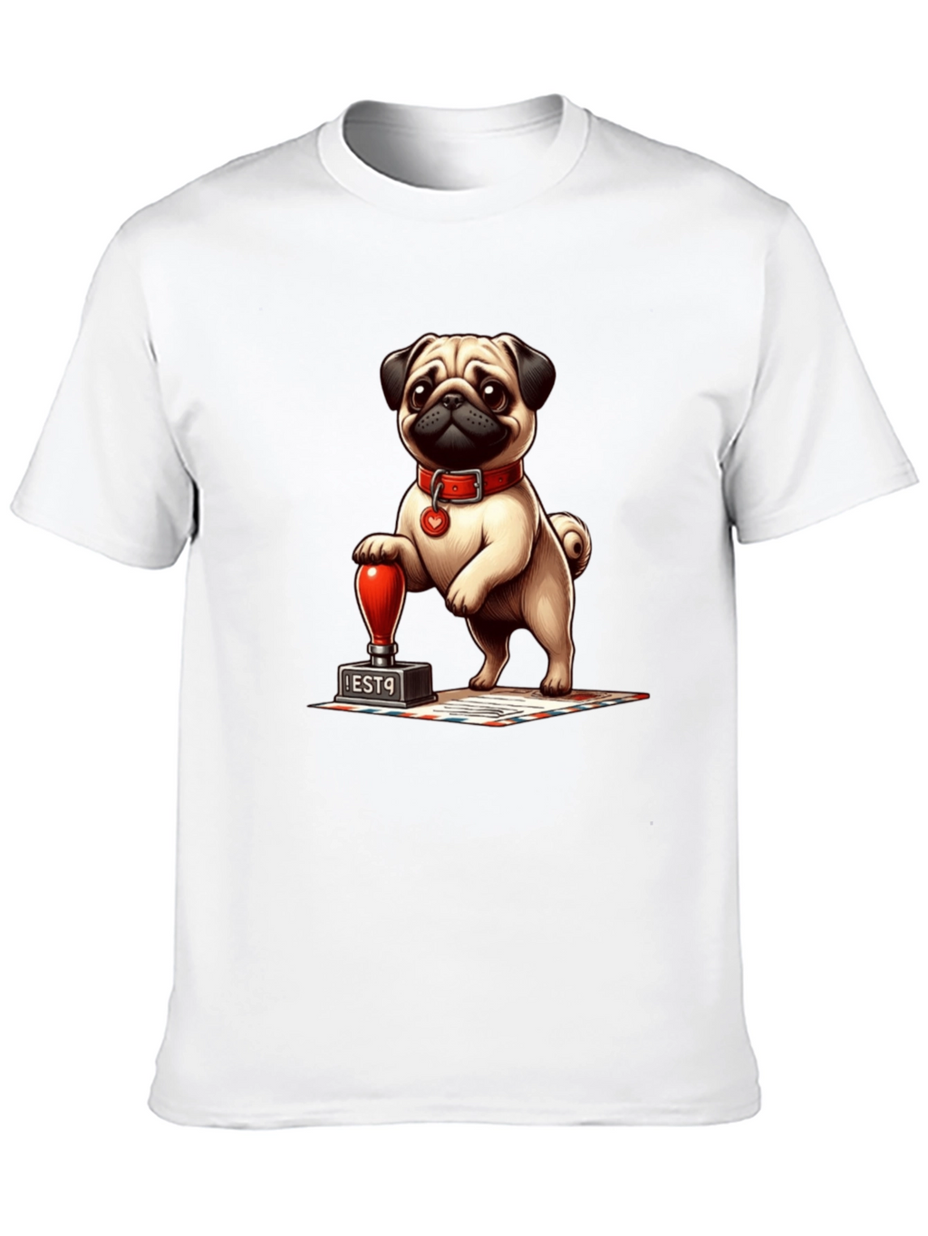 Pug with Stamp Graphic Tee