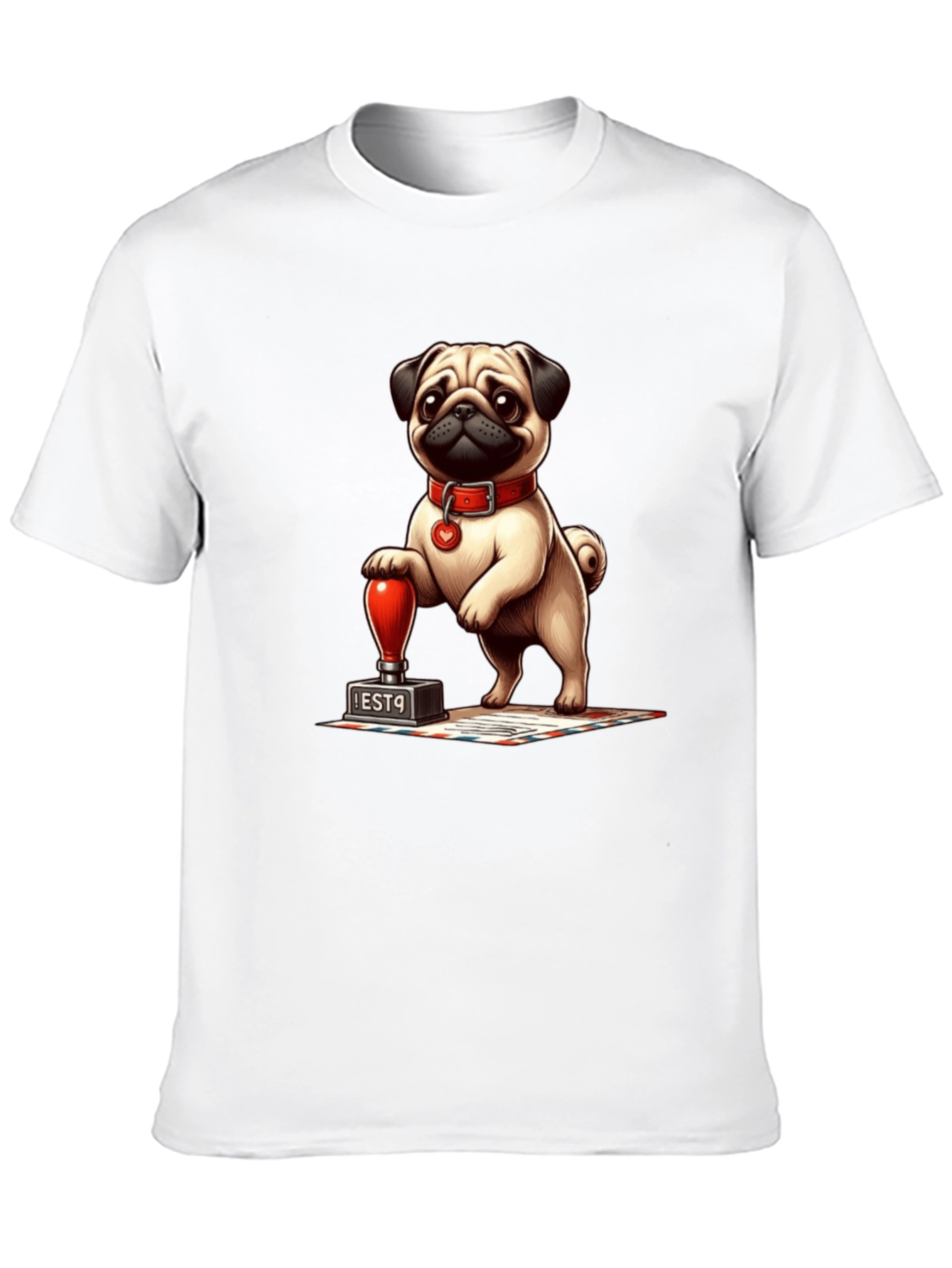 Pug with Stamp Graphic Tee