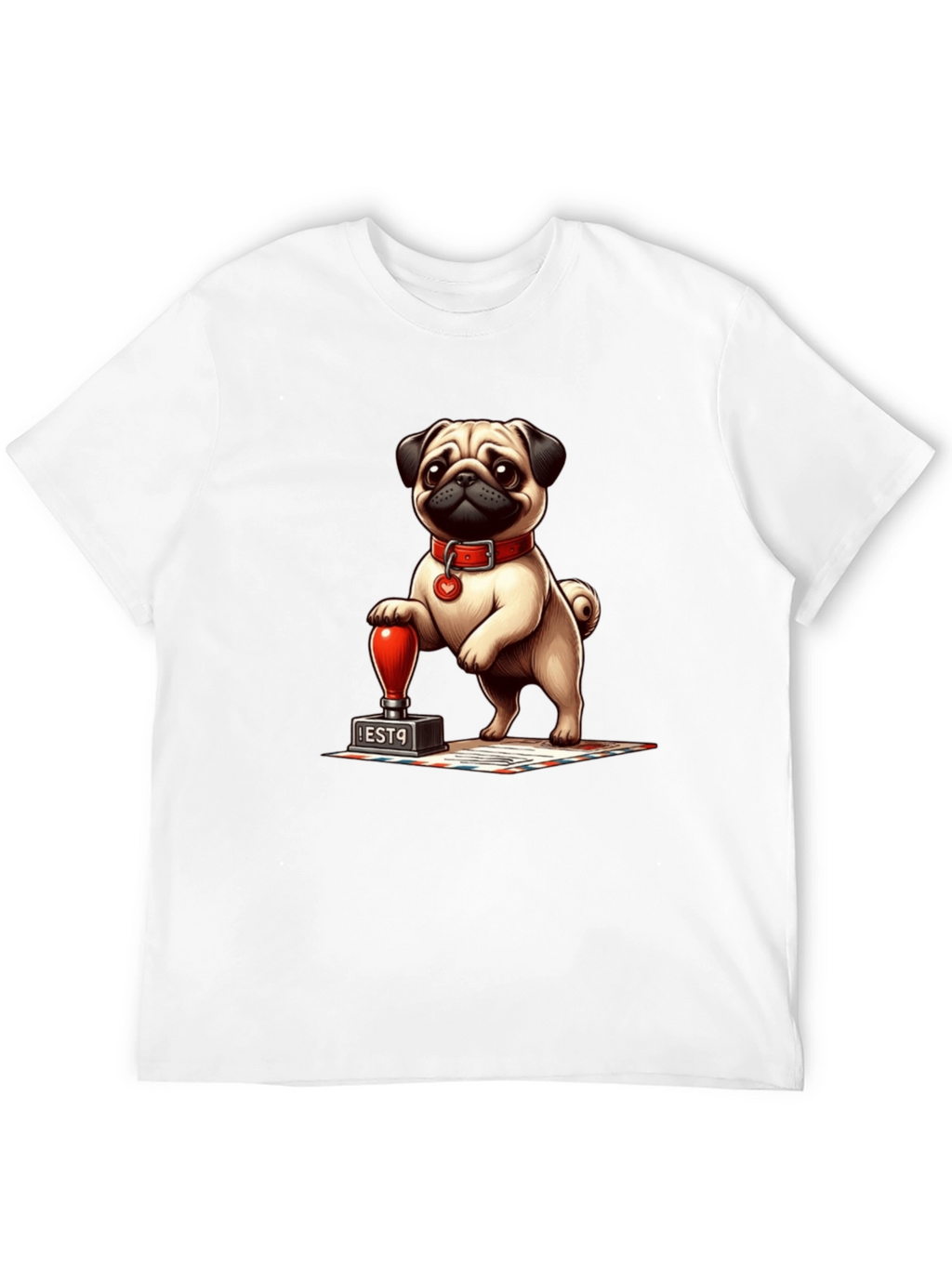 Pug with Stamp Graphic Tee