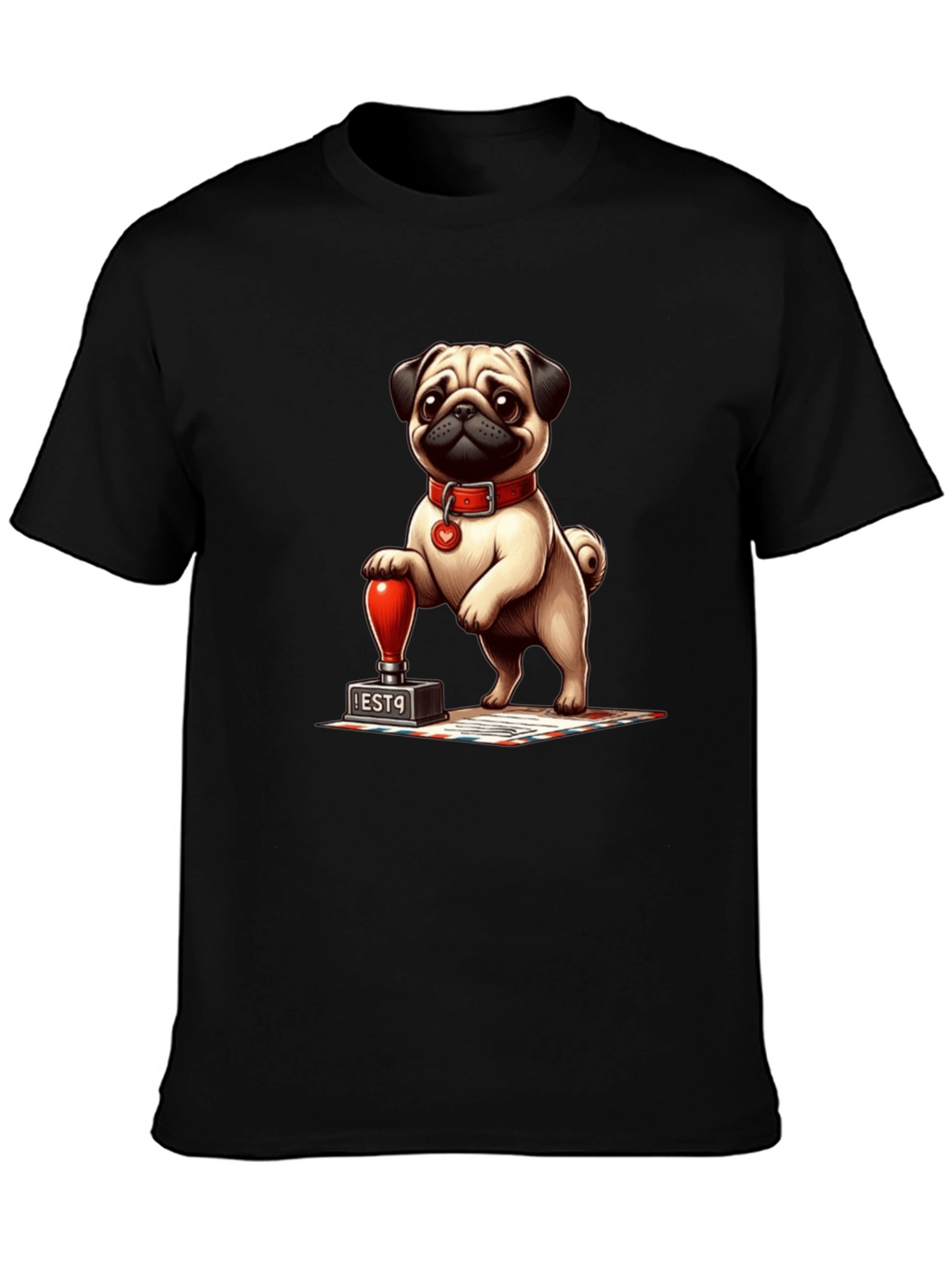 Pug with Stamp Graphic Tee