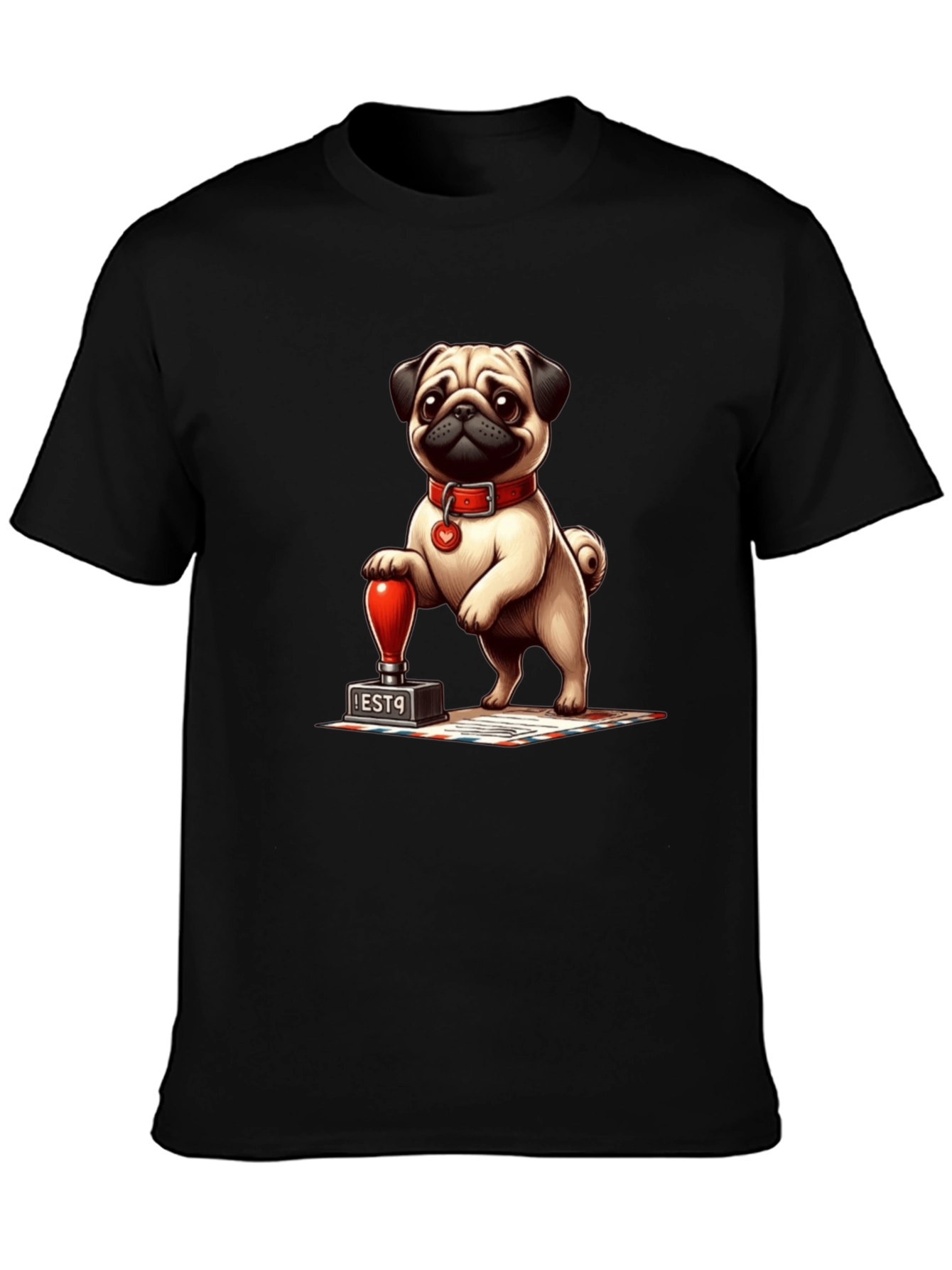 Pug with Stamp Graphic Tee