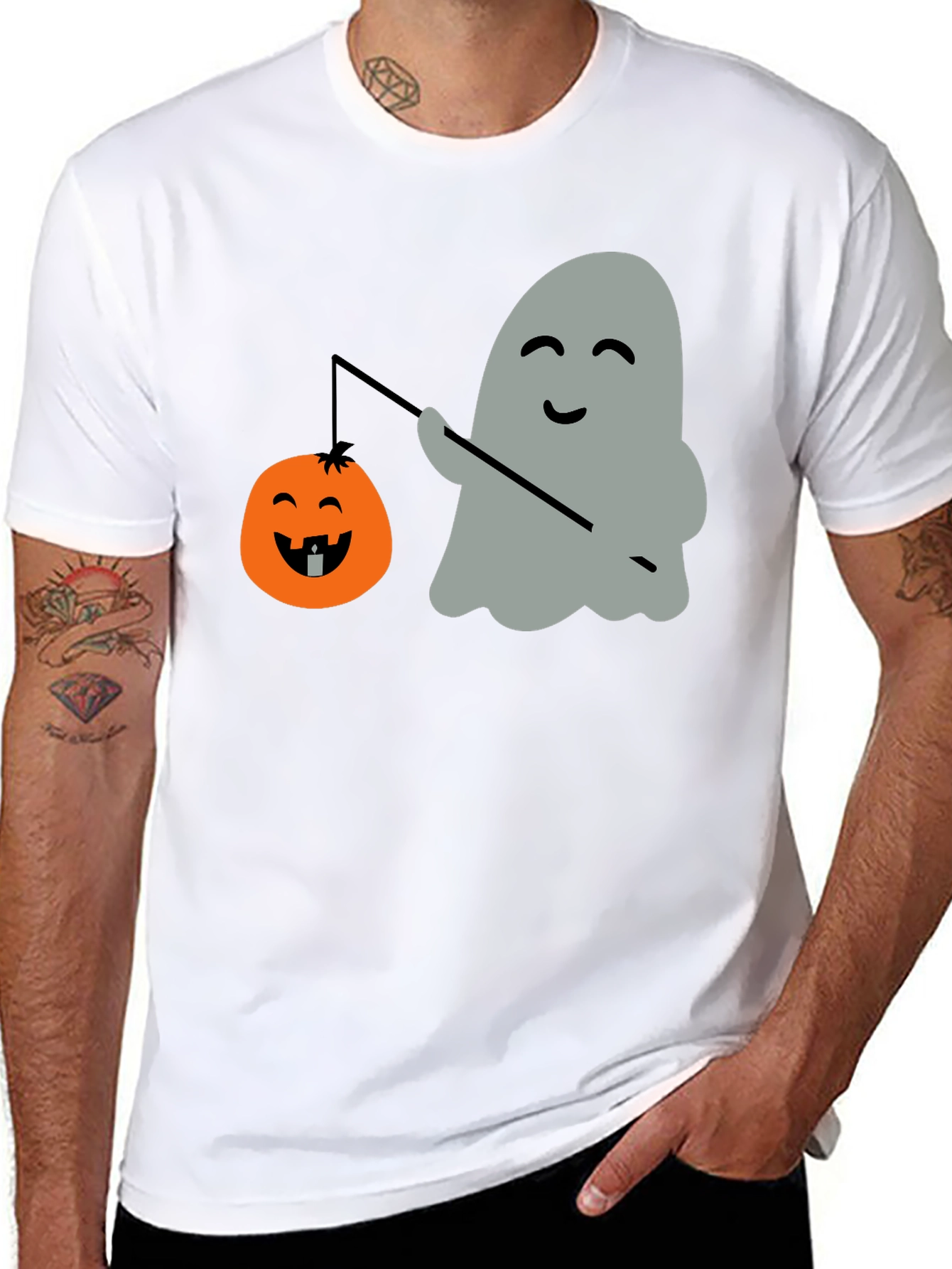 Ghost & Pumpkin Lantern Halloween T-Shirt