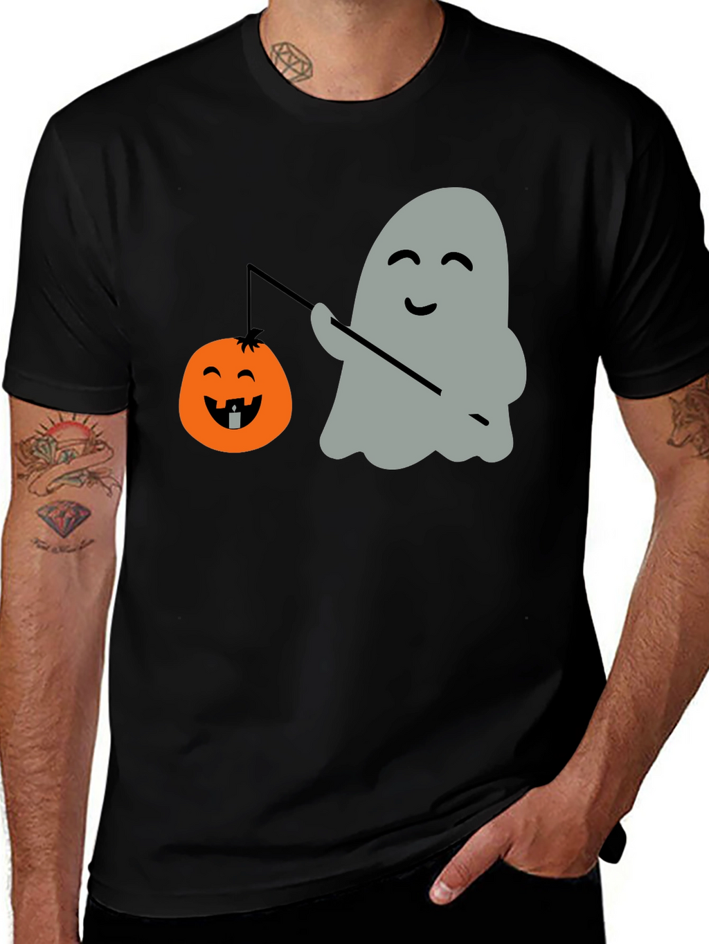 Ghost & Pumpkin Lantern Halloween T-Shirt