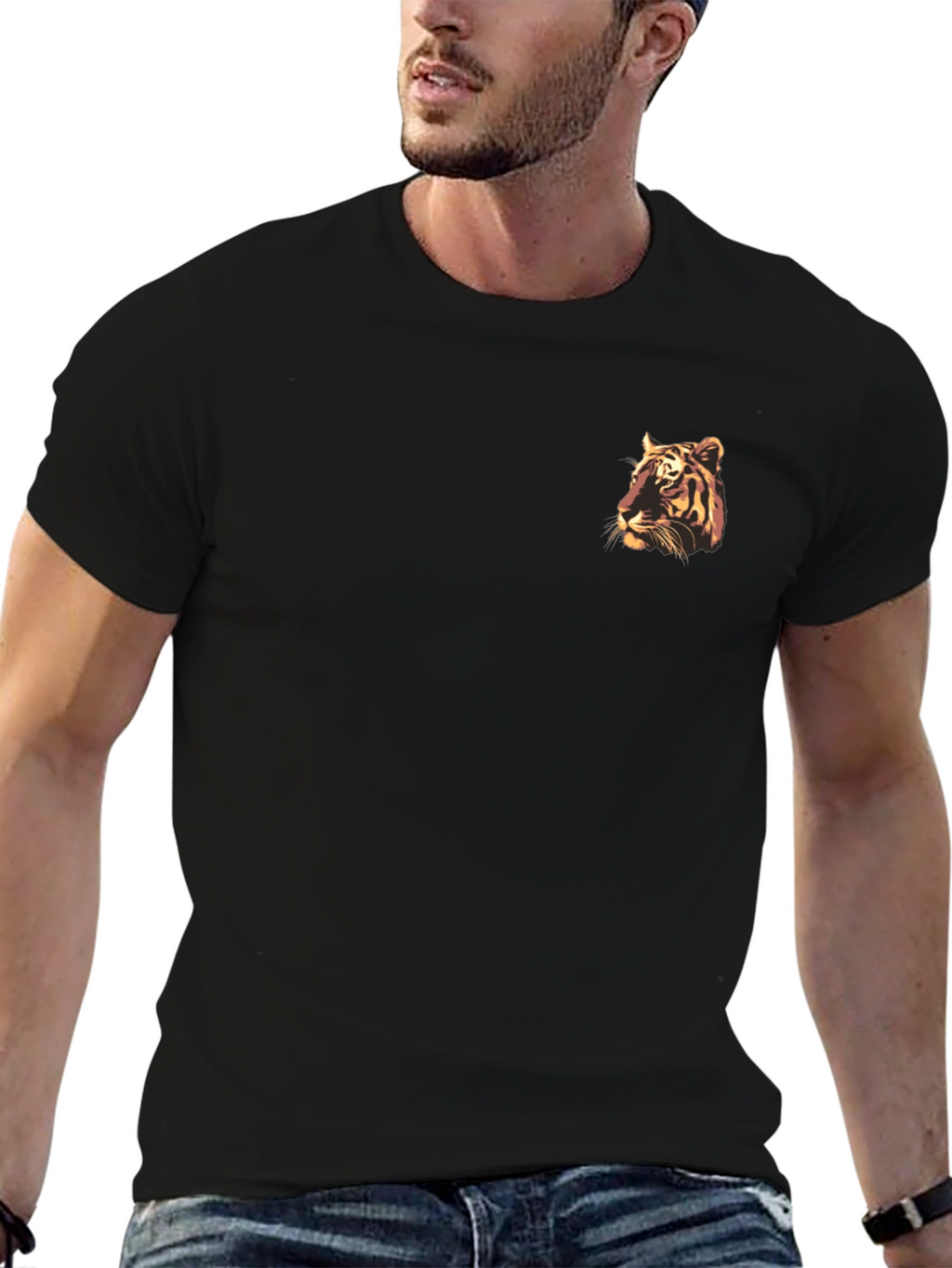 Mens Black Tiger Graphic Tee