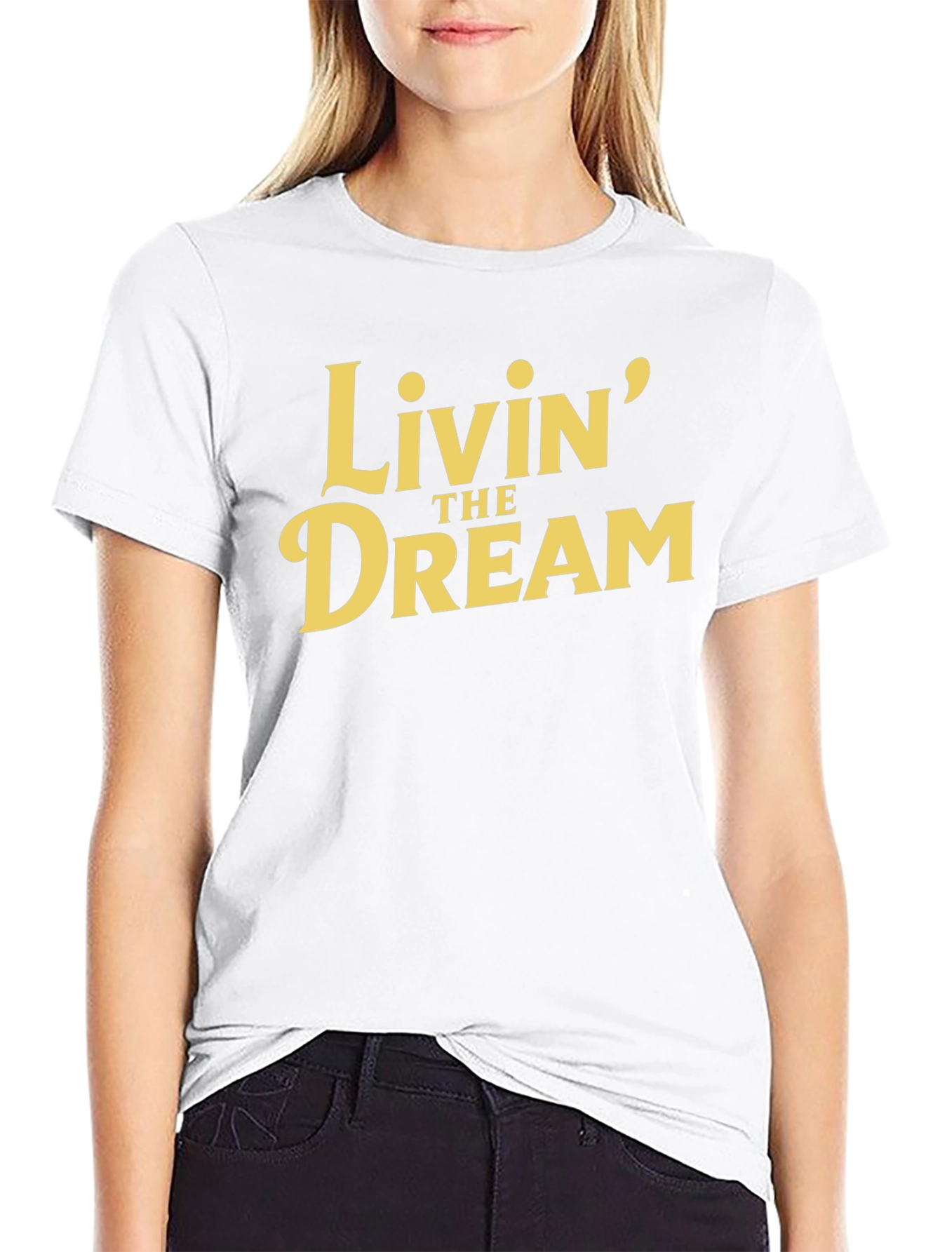 Livin the Dream Graphic Tee - Black Cotton T-Shirt