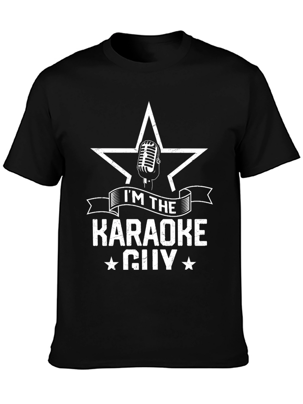 Karaoke Guy Star Microphone Black Graphic T-Shirt