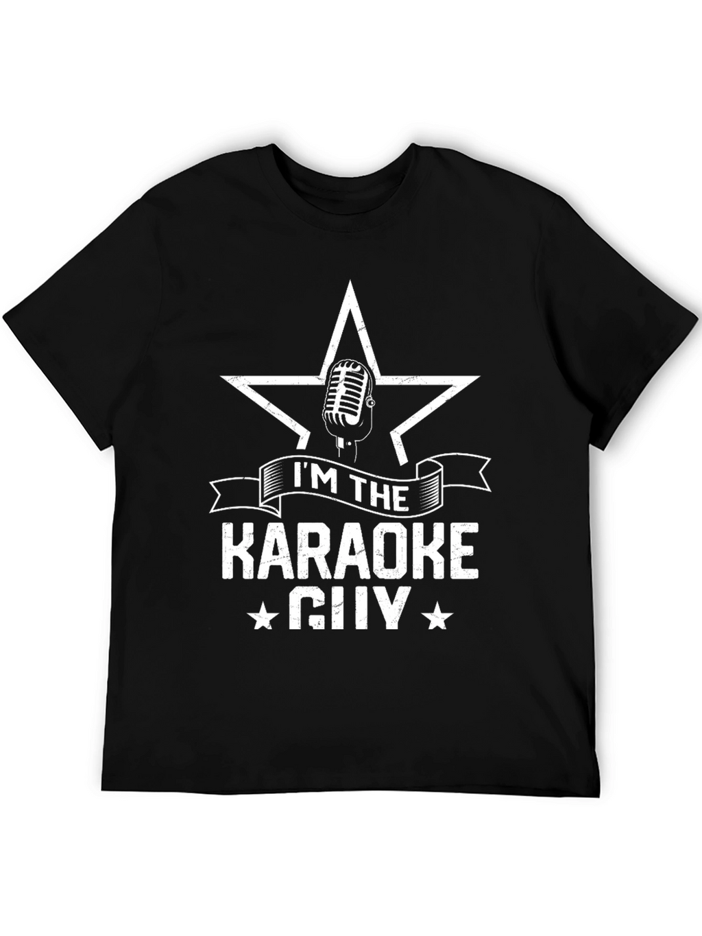 Karaoke Guy Star Microphone Black Graphic T-Shirt