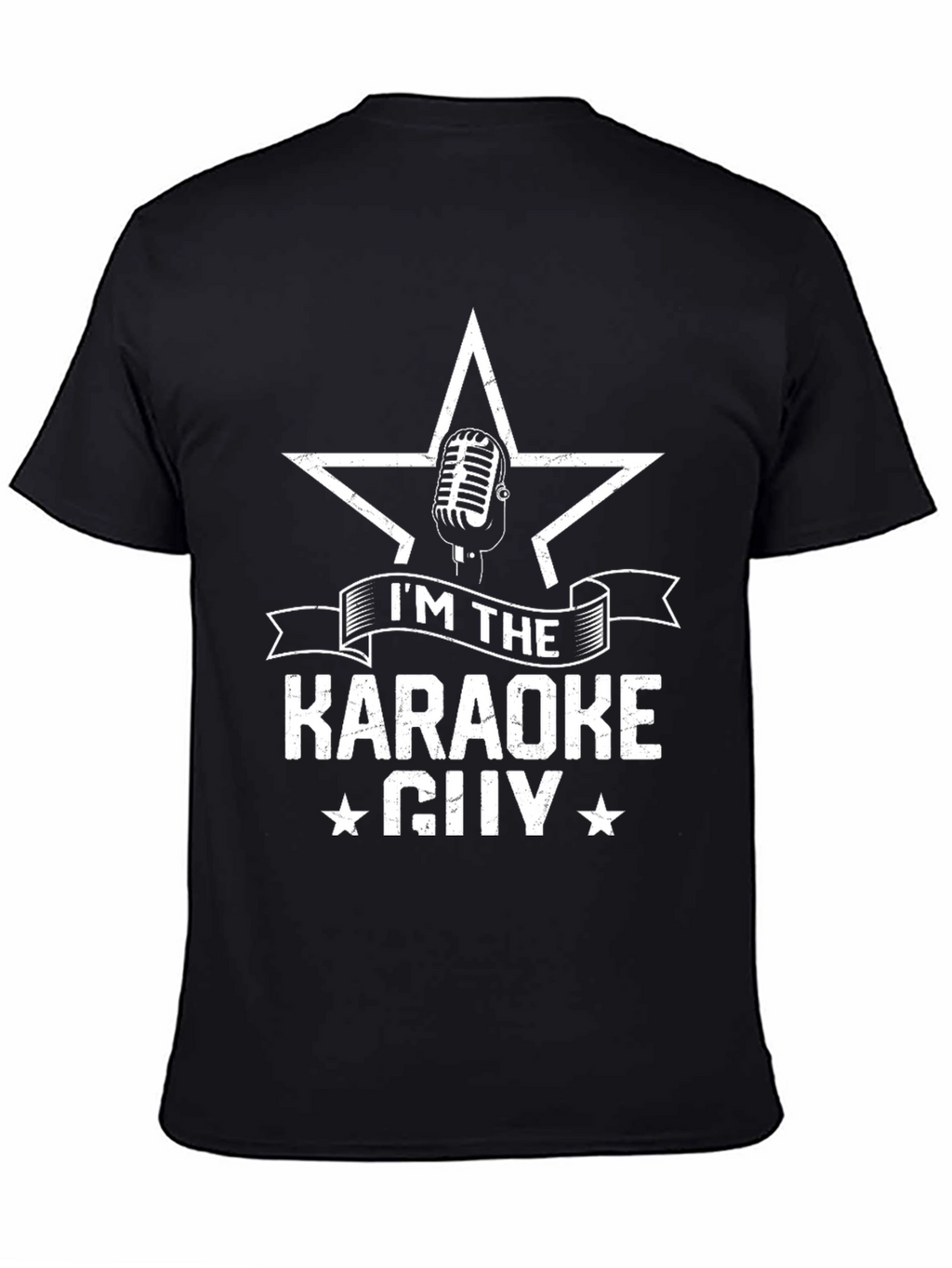 Karaoke Guy Star Microphone Black Graphic T-Shirt