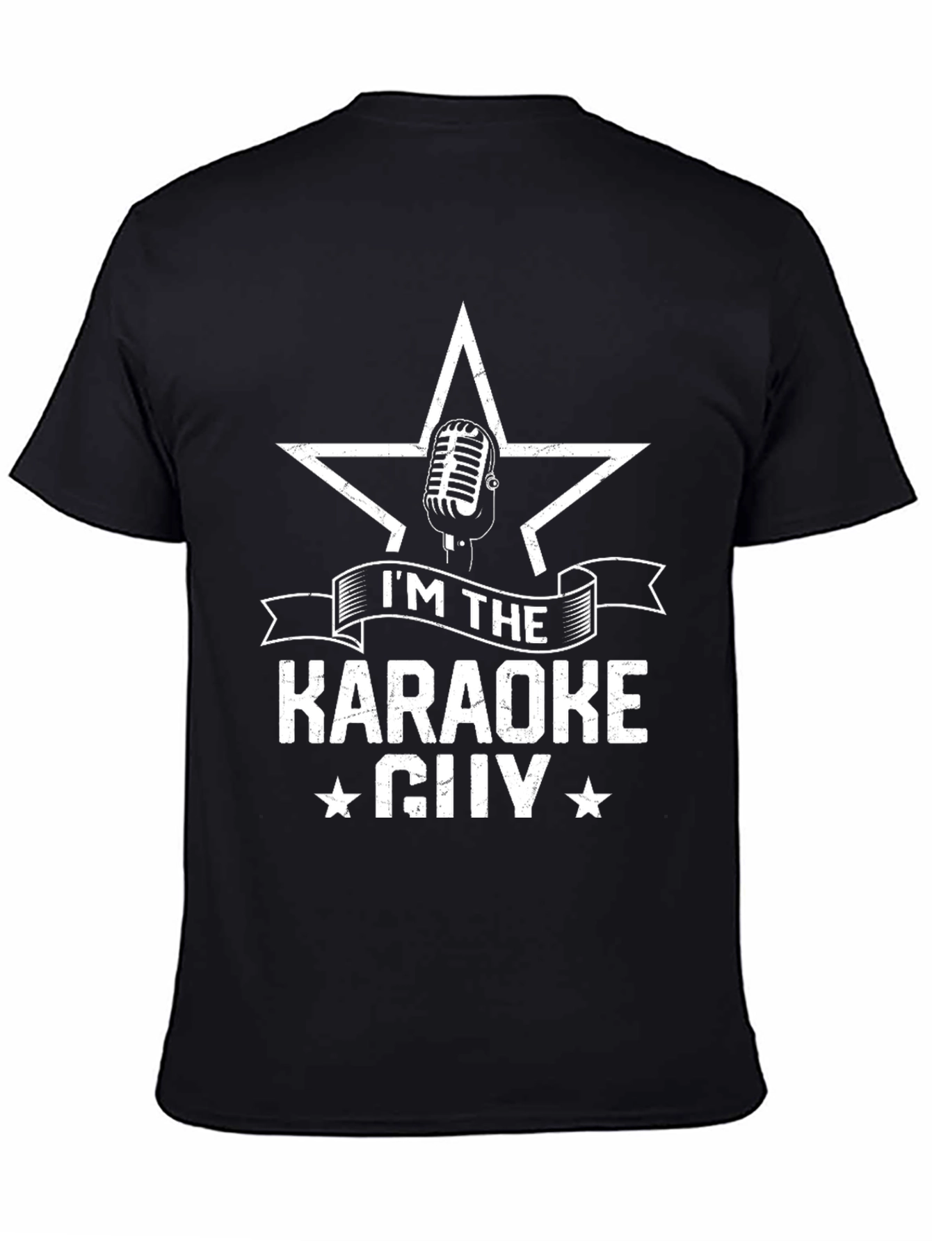 Karaoke Guy Star Microphone Black Graphic T-Shirt