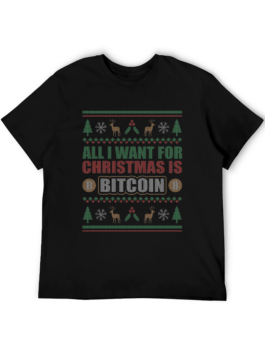 Bitcoin Christmas T-Shirt - Ugly Sweater Style