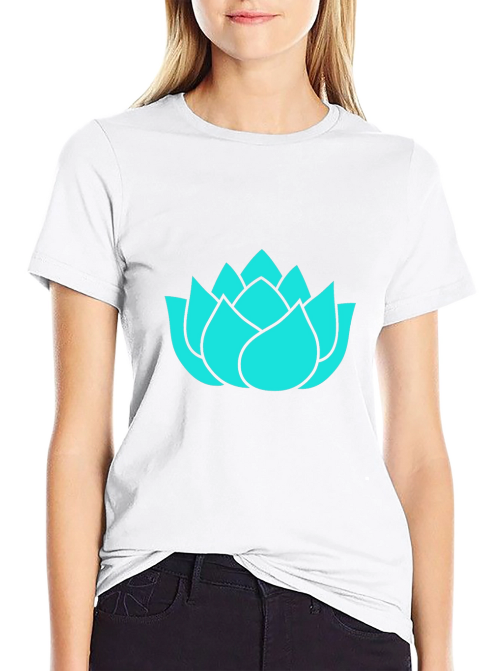 Lotus Flower Graphic Tee - Black Cotton T-Shirt