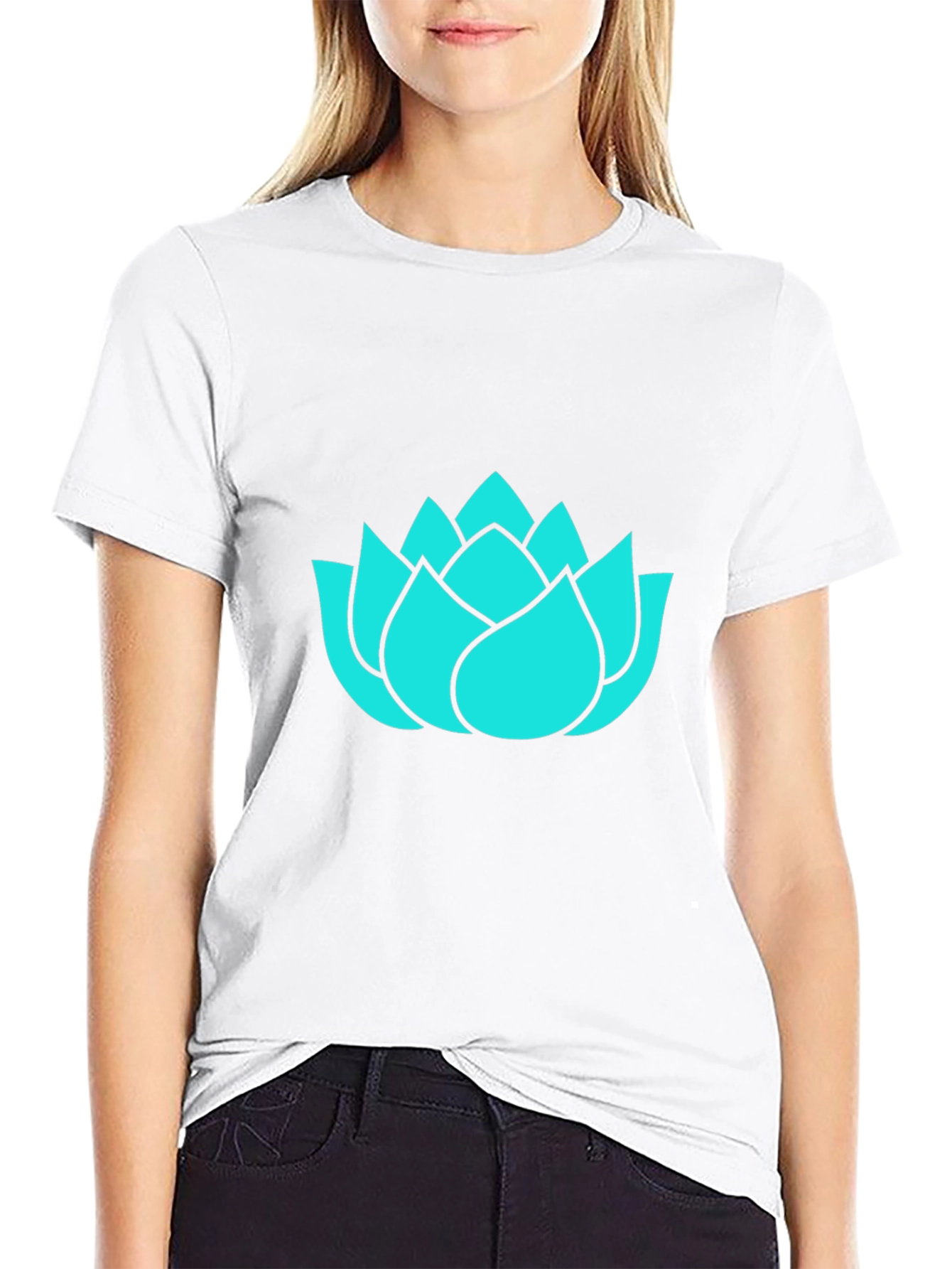 Lotus Flower Graphic Tee - Black Cotton T-Shirt