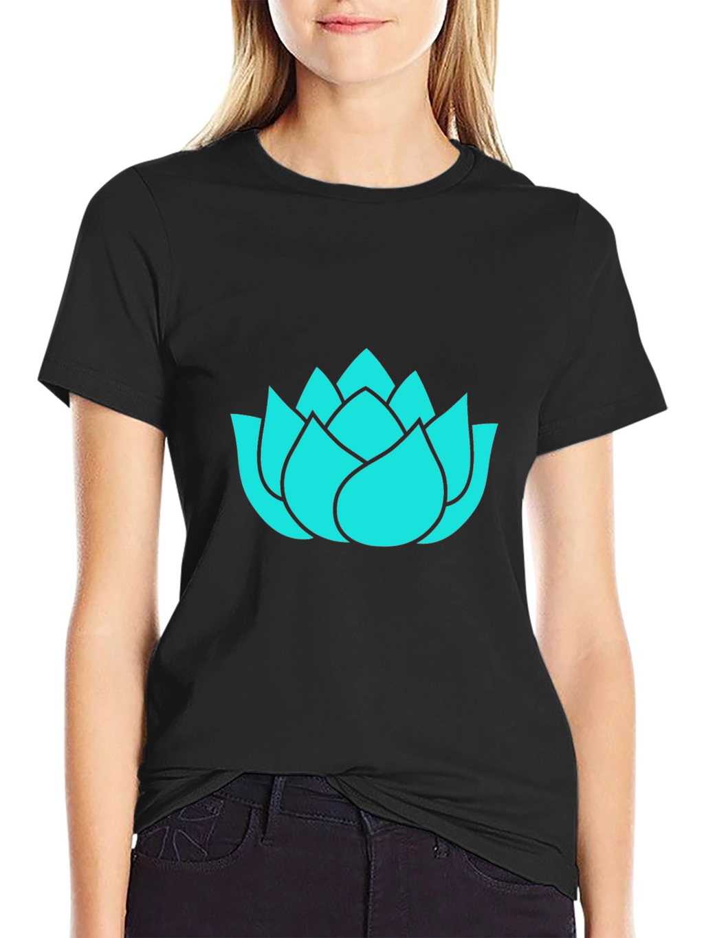 Lotus Flower Graphic Tee - Black Cotton T-Shirt