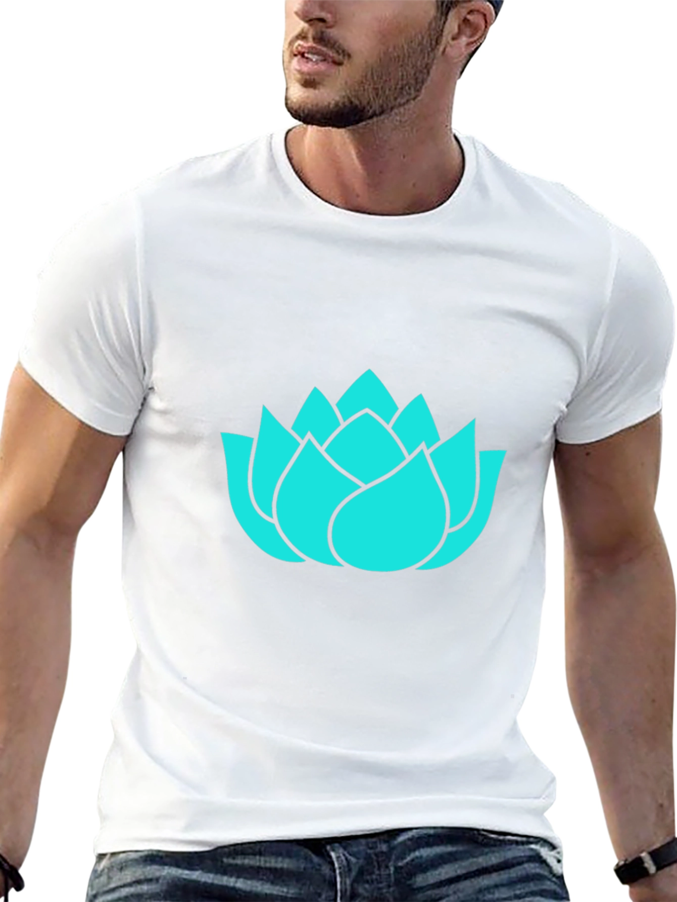 Lotus Flower Graphic Tee - Black Cotton T-Shirt