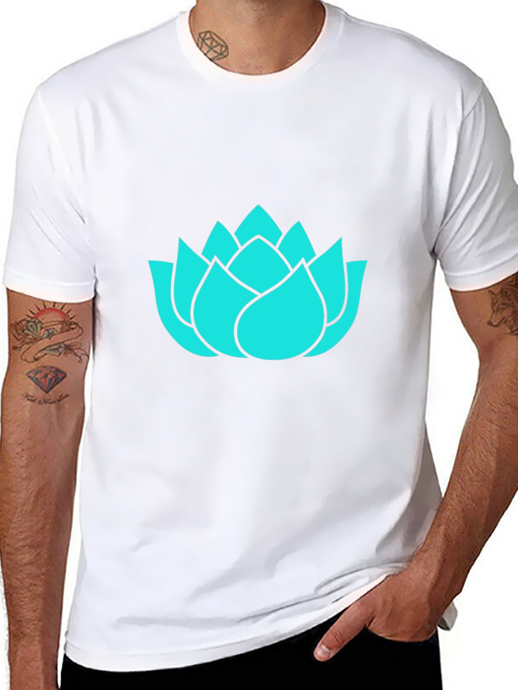 Lotus Flower Graphic Tee - Black Cotton T-Shirt