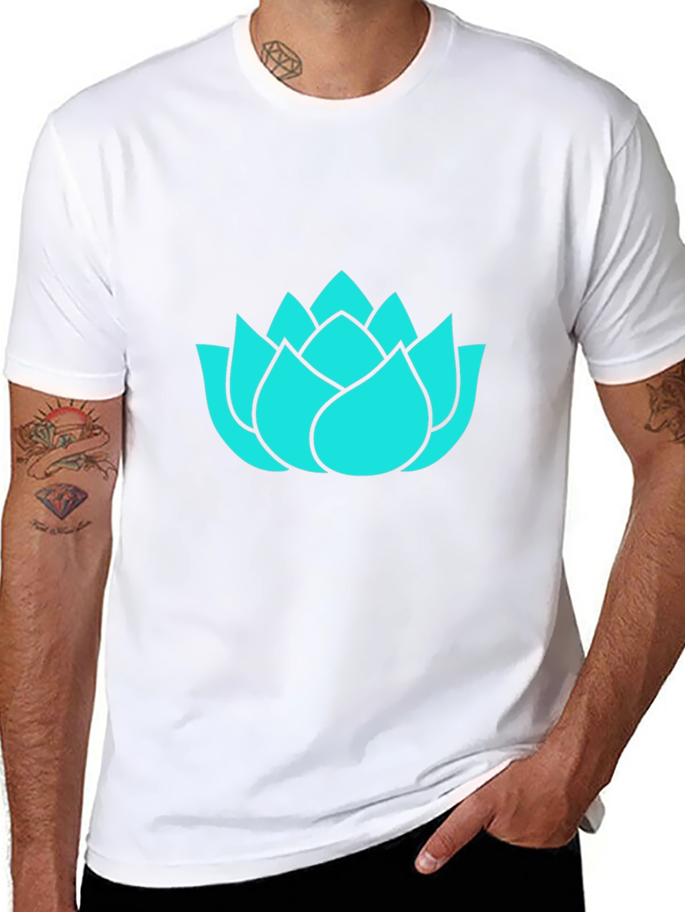 Lotus Flower Graphic Tee - Black Cotton T-Shirt